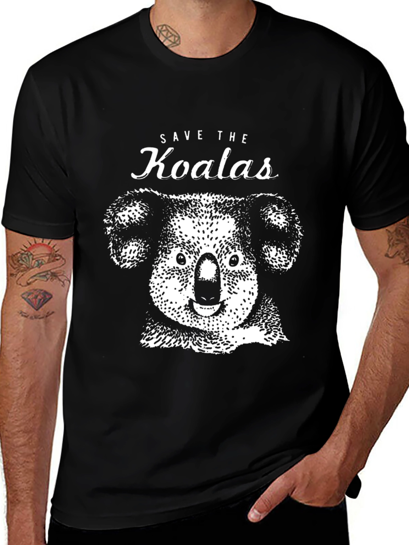 Save the Koalas Graphic T-Shirt - Black