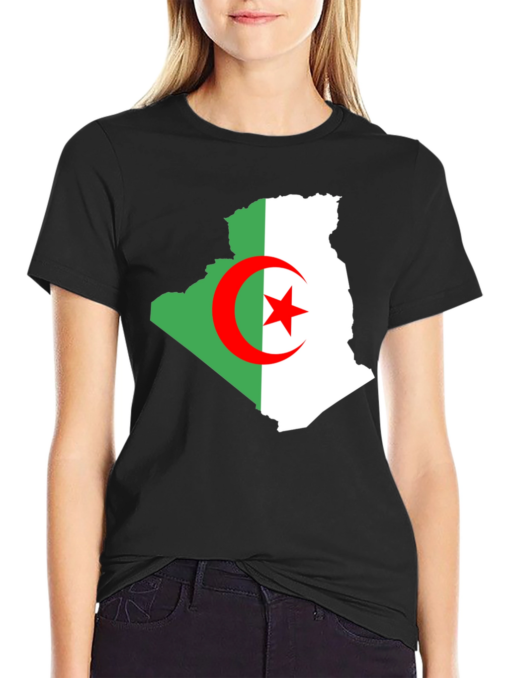 Algeria Flag Map T-Shirt - Mens Black Tee
