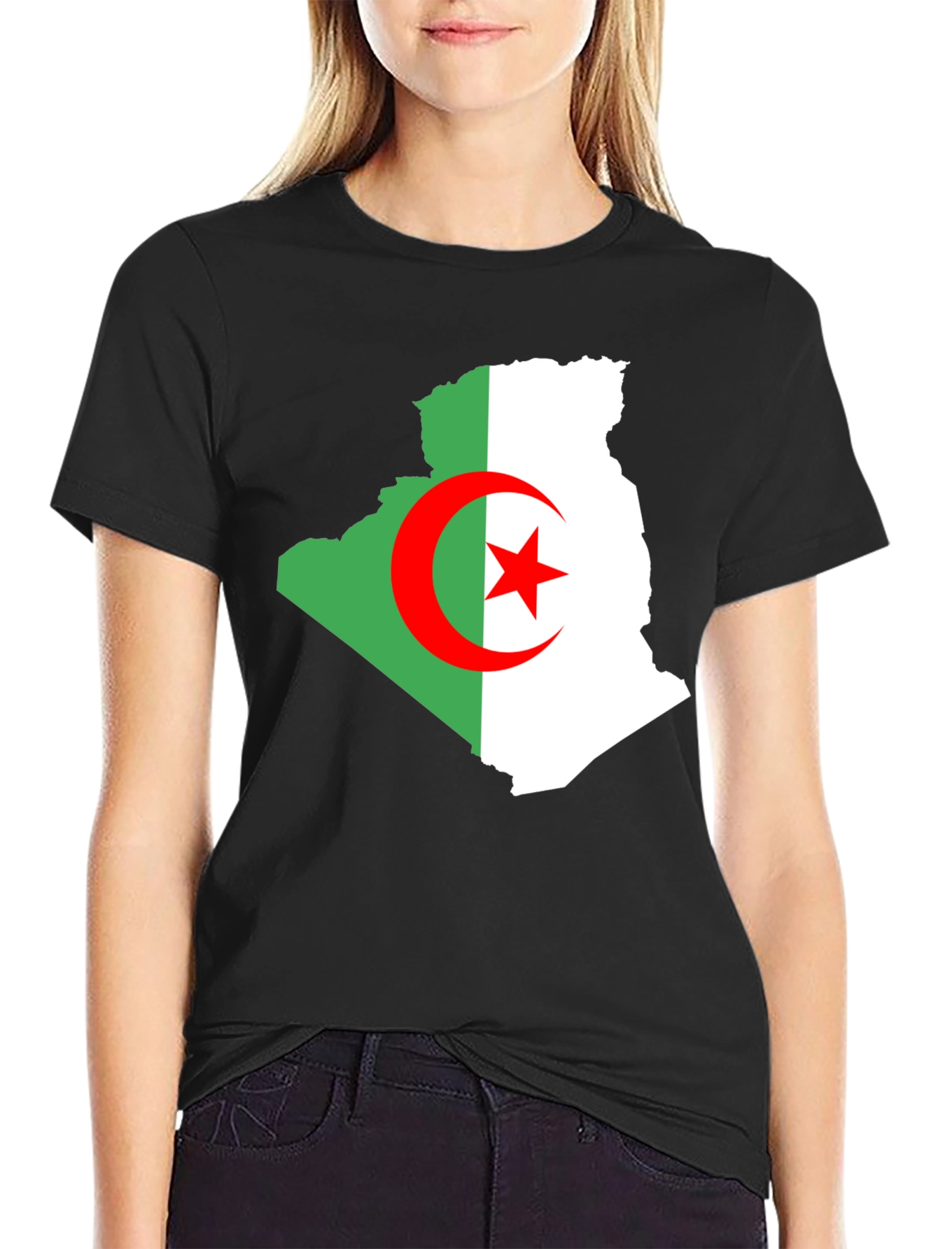 Algeria Flag Map T-Shirt - Mens Black Tee