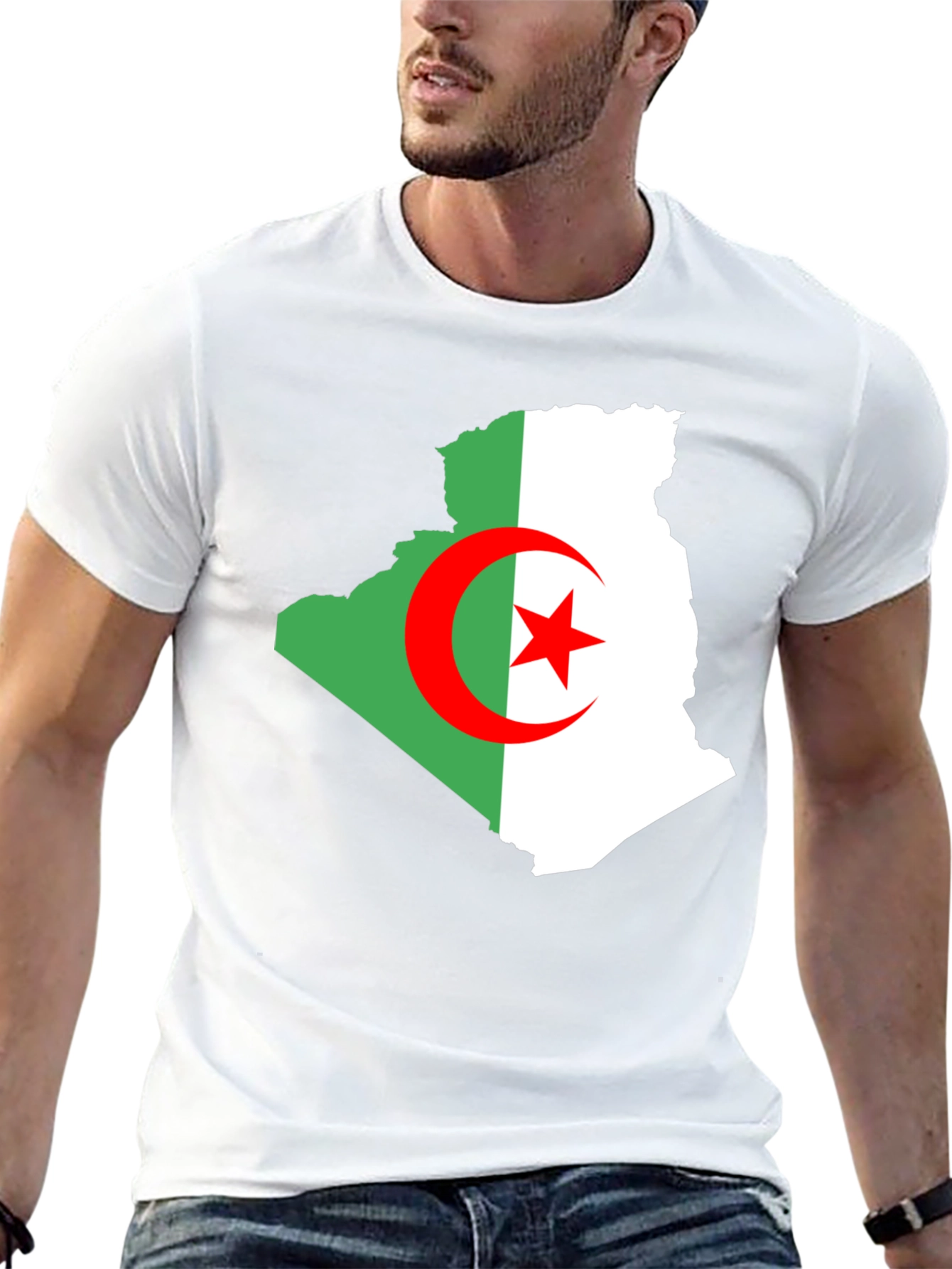 Algeria Flag Map T-Shirt - Mens Black Tee