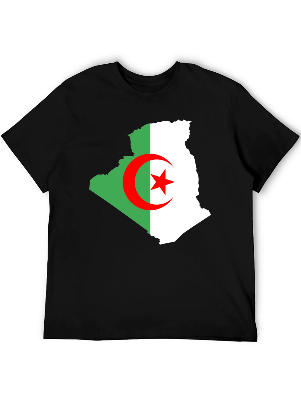 Algeria Flag Map T-Shirt - Mens Black Tee