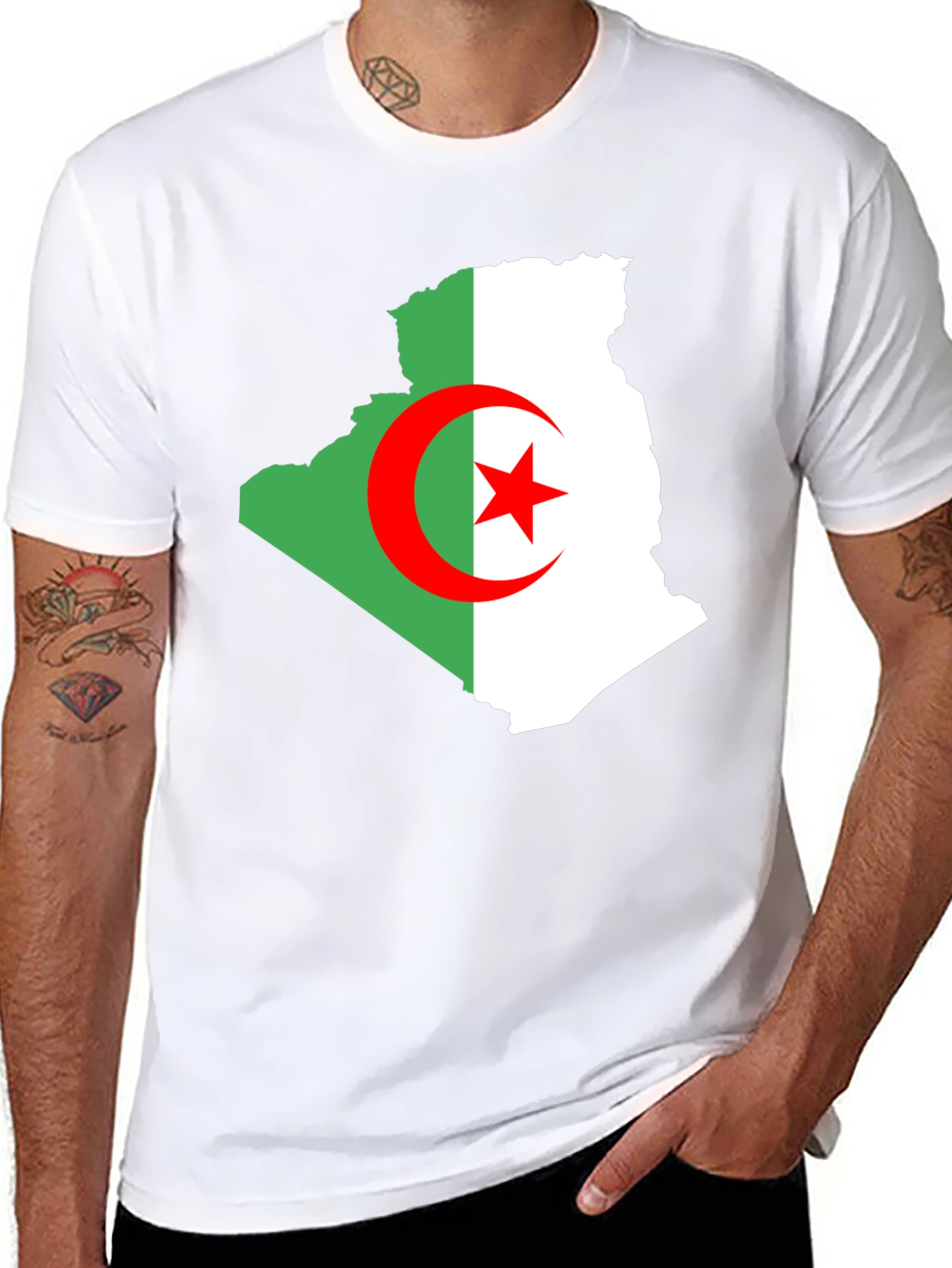 Algeria Flag Map T-Shirt - Mens Black Tee