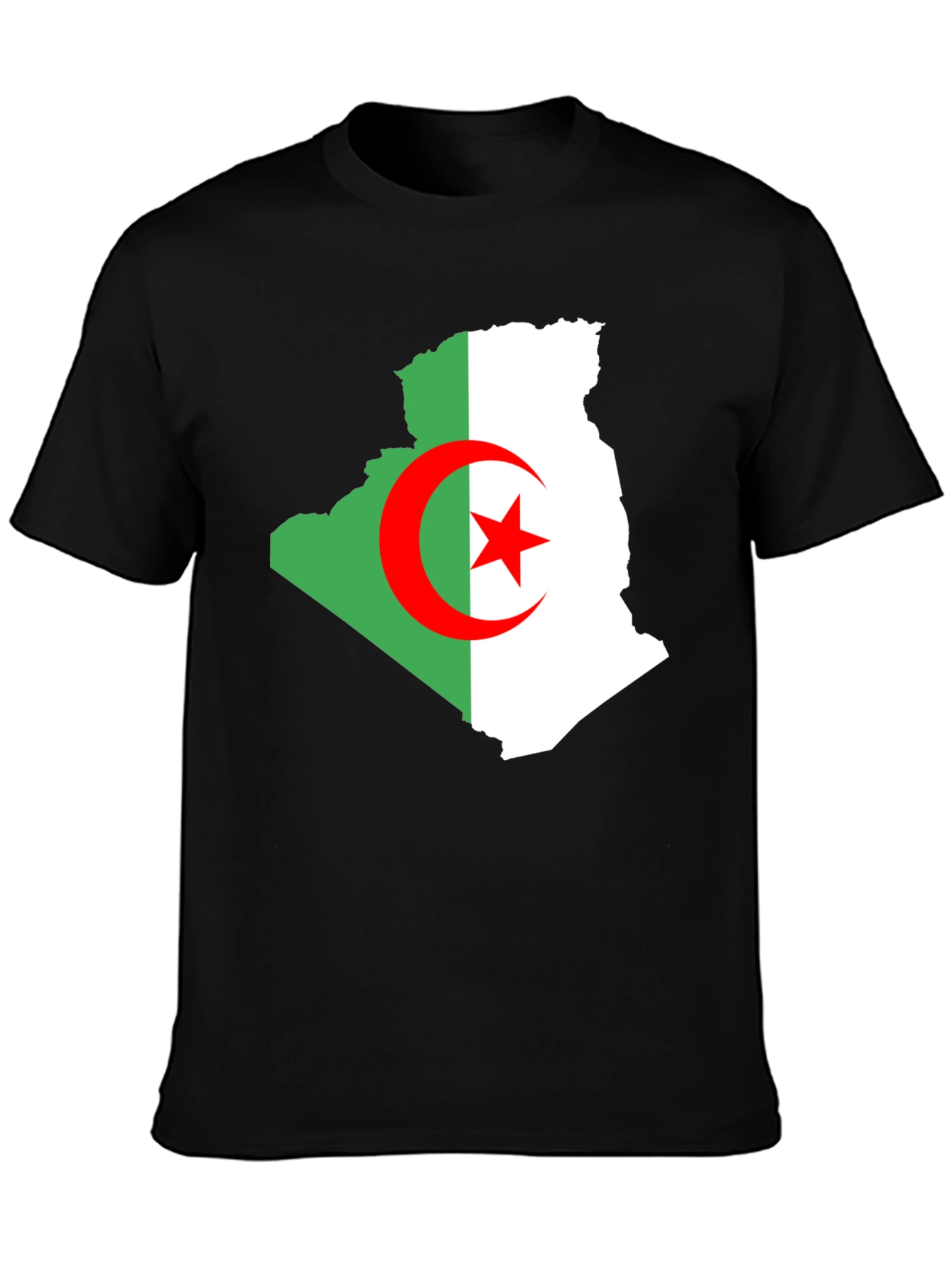 Algeria Flag Map T-Shirt - Mens Black Tee