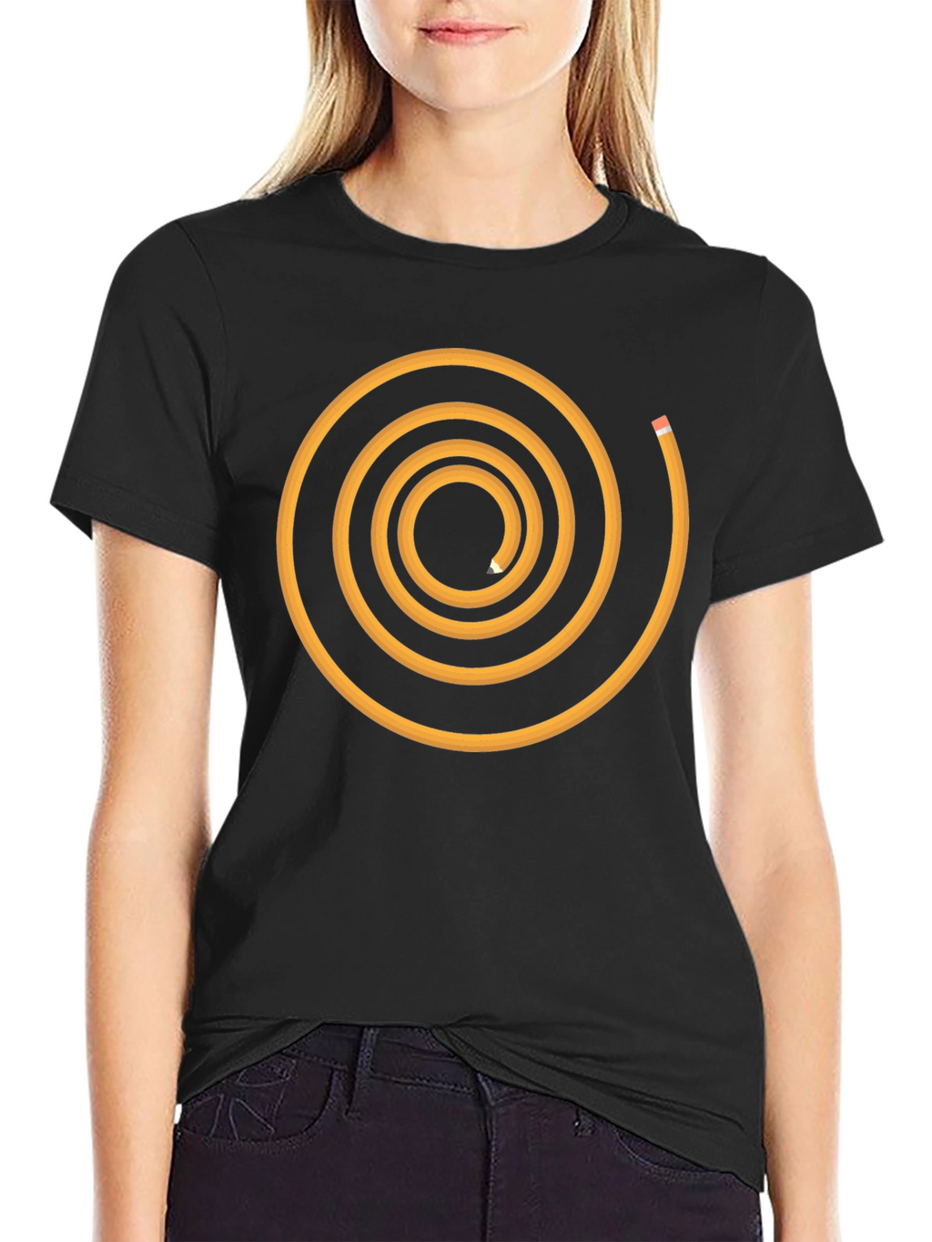 Spiral Pencil Graphic Tee - Black