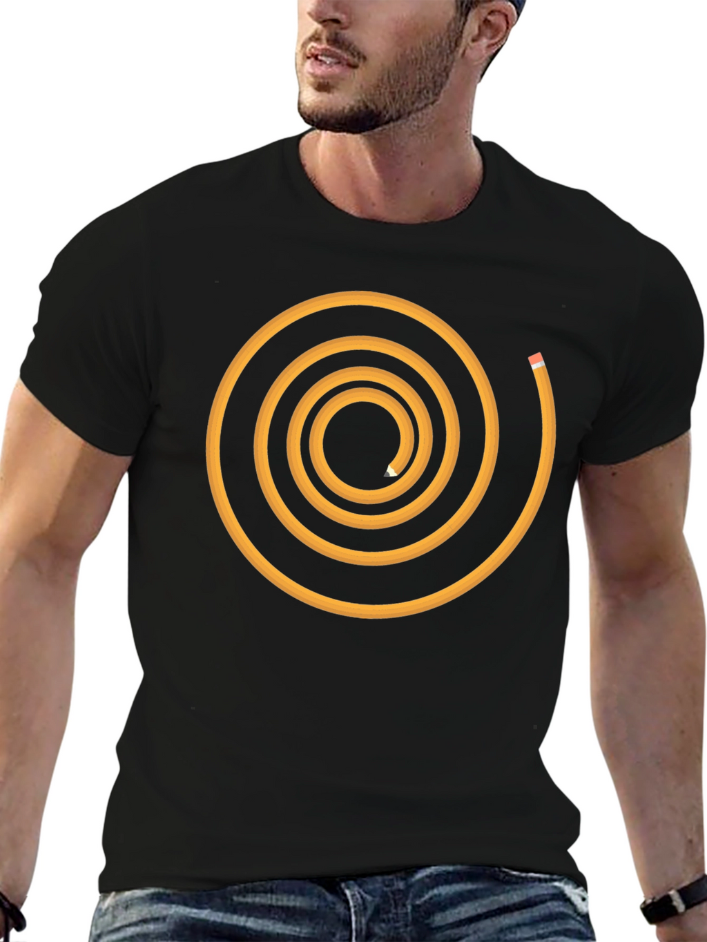 Spiral Pencil Graphic Tee - Black