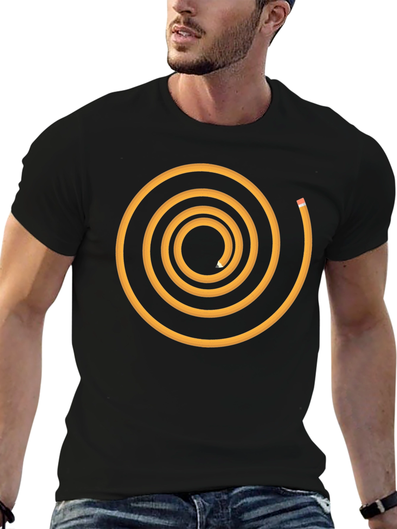 Spiral Pencil Graphic Tee - Black