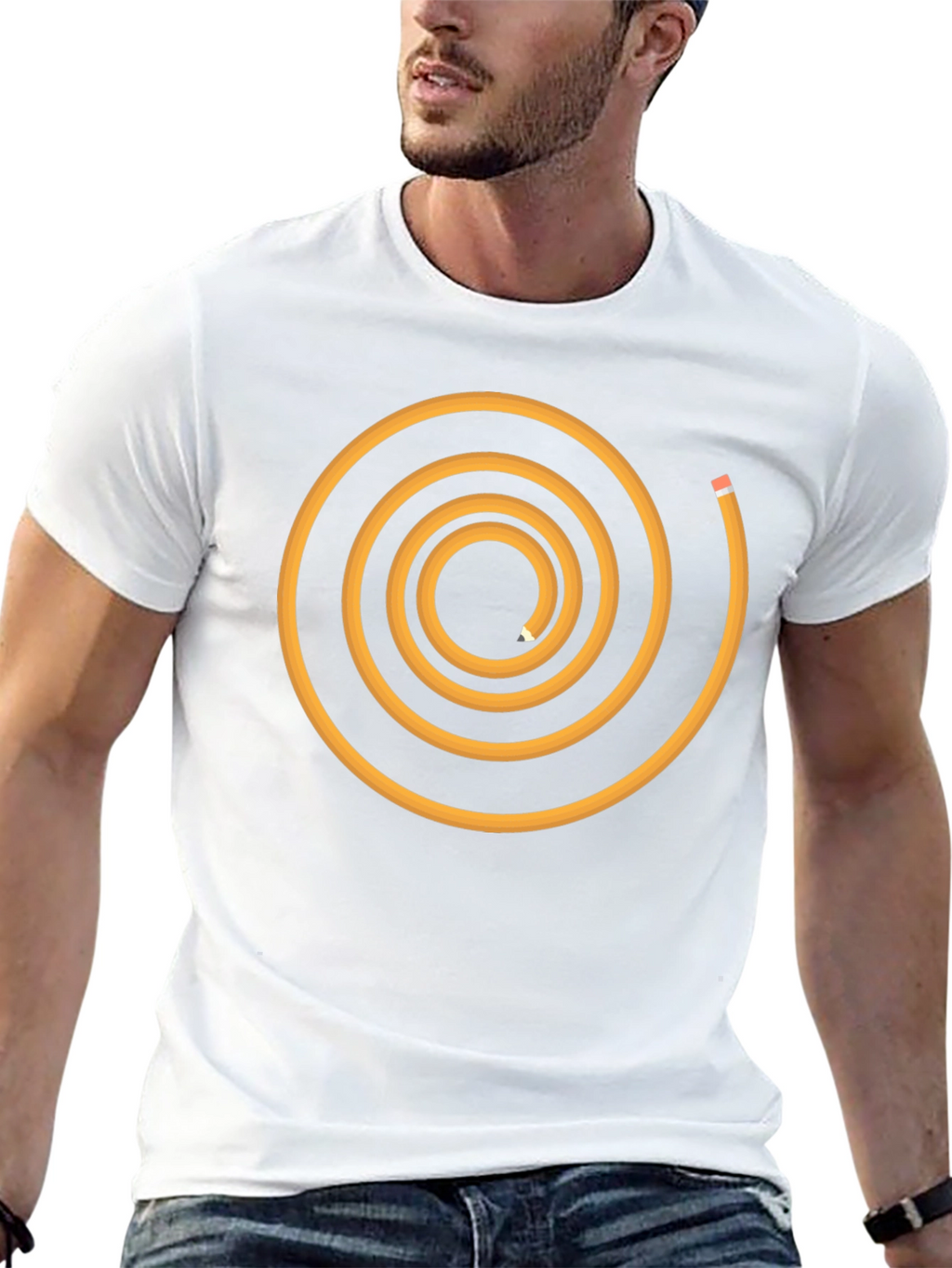 Spiral Pencil Graphic Tee - Black
