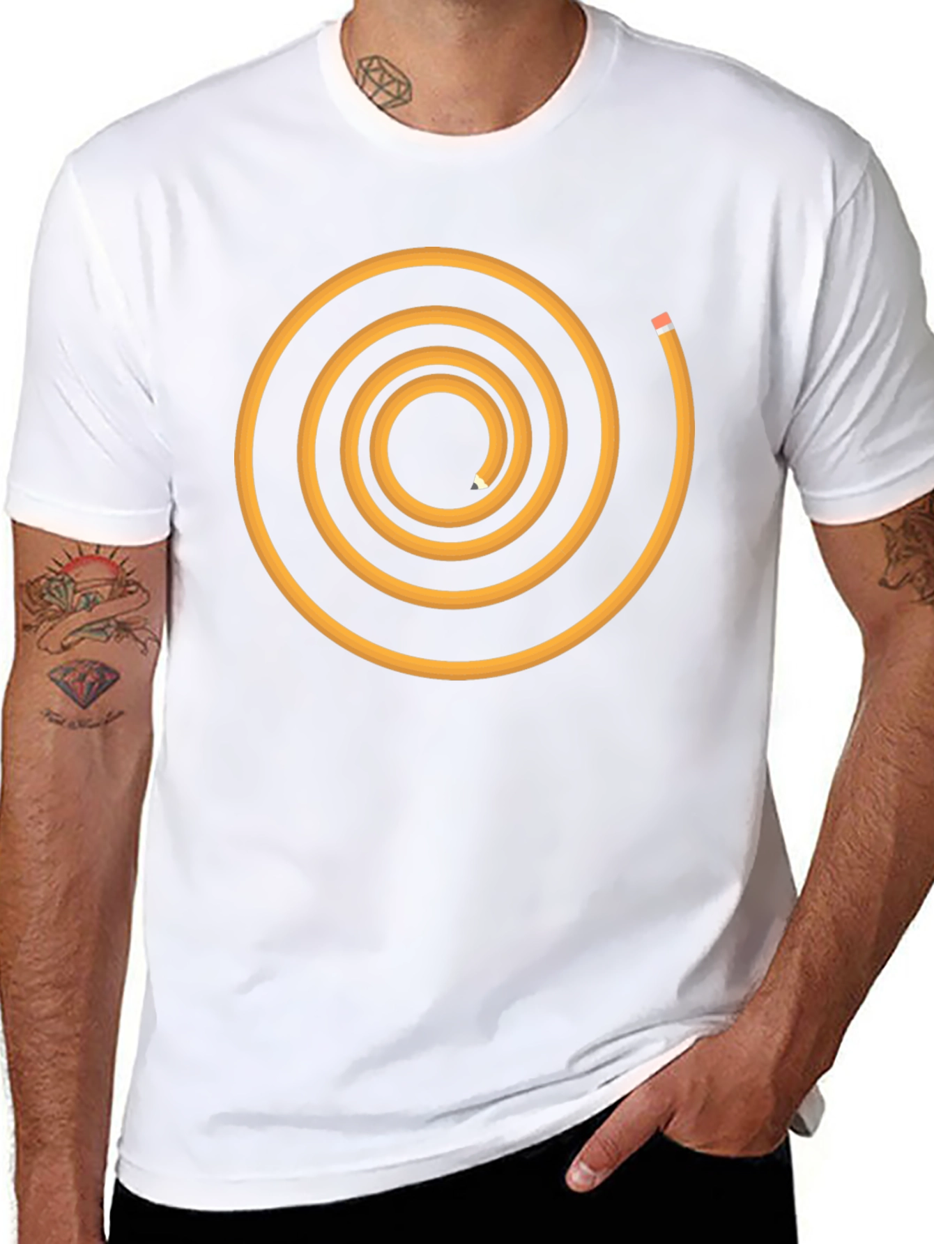 Spiral Pencil Graphic Tee - Black