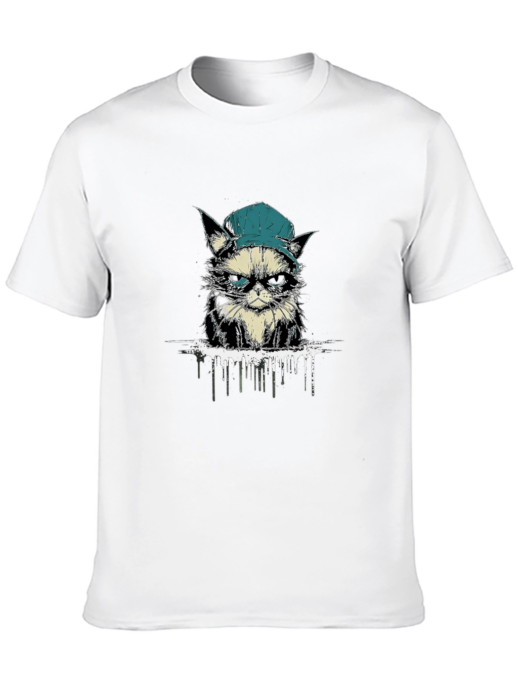 Cool Cat Tee: Grumpy Kitten in a Cap T-Shirt