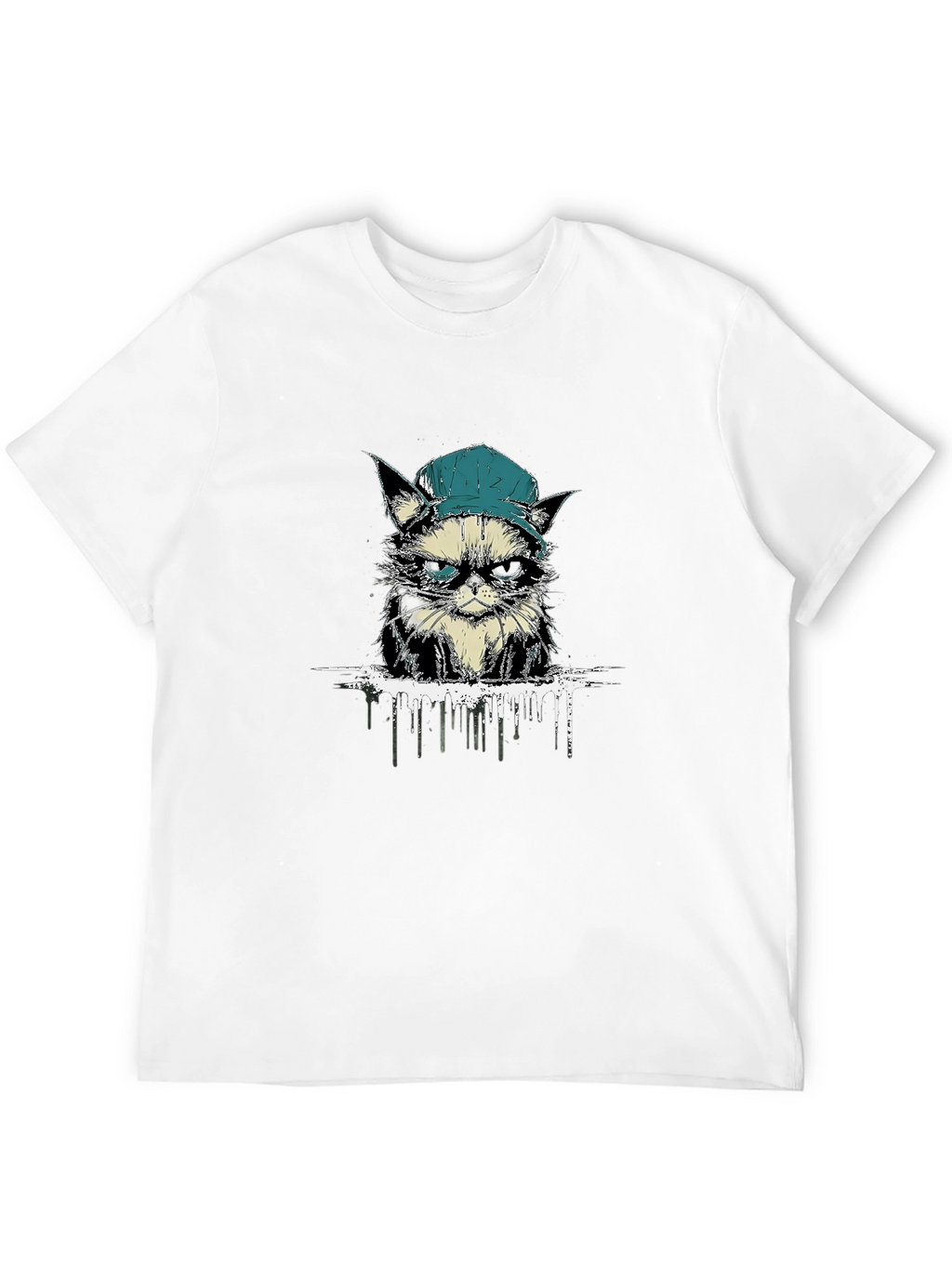 Cool Cat Tee: Grumpy Kitten in a Cap T-Shirt