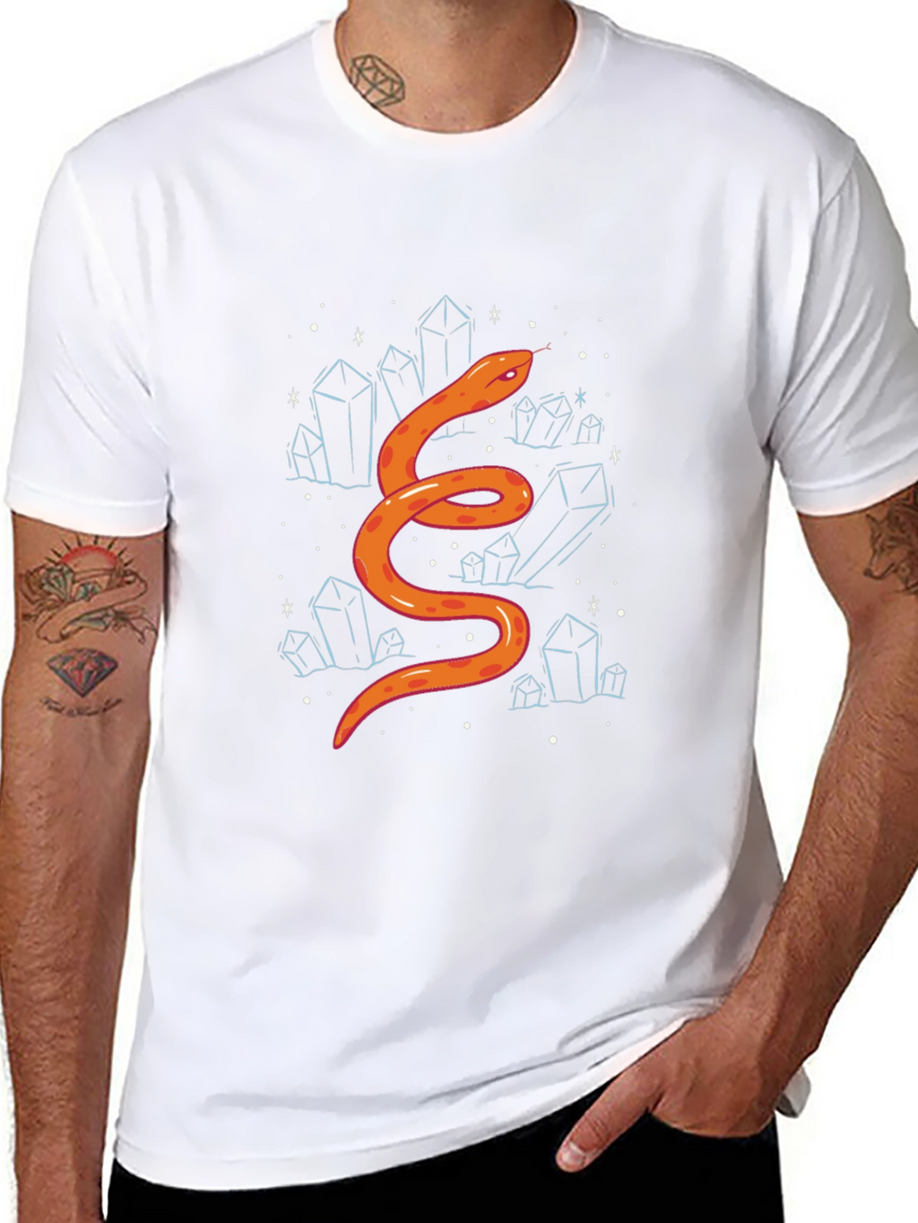 Snake & Crystals Graphic Tee - Stylish Casual Wear