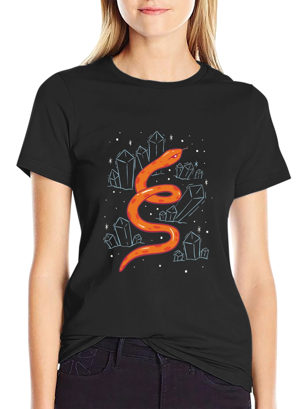Snake & Crystals Graphic Tee - Stylish Casual Wear