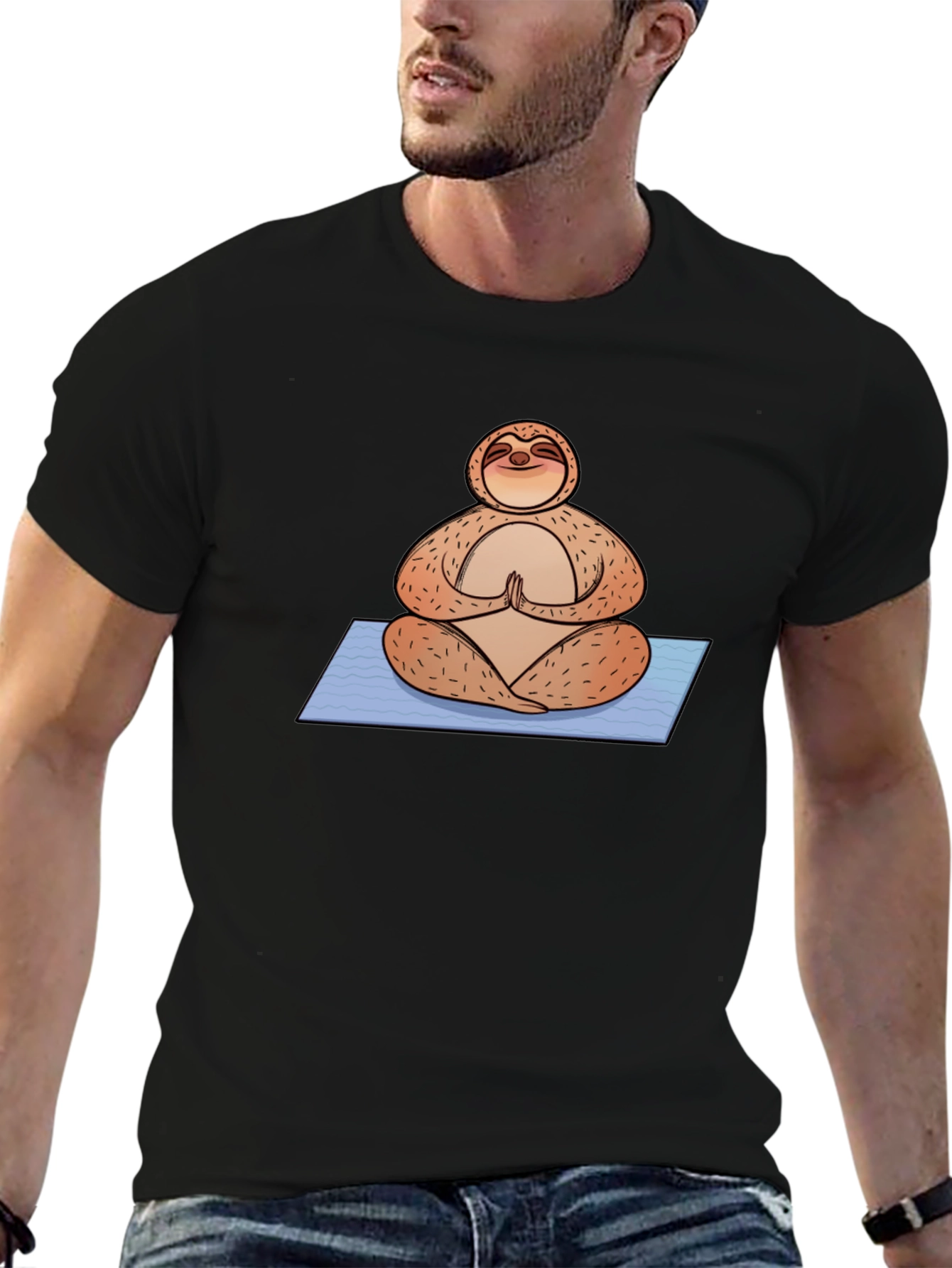 Meditating Sloth Graphic Tee - Relaxed Fit