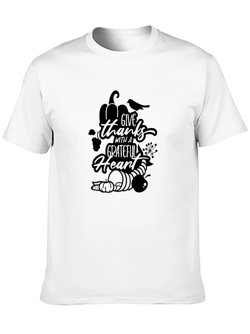 Give Thanks Grateful Heart Black T-Shirt