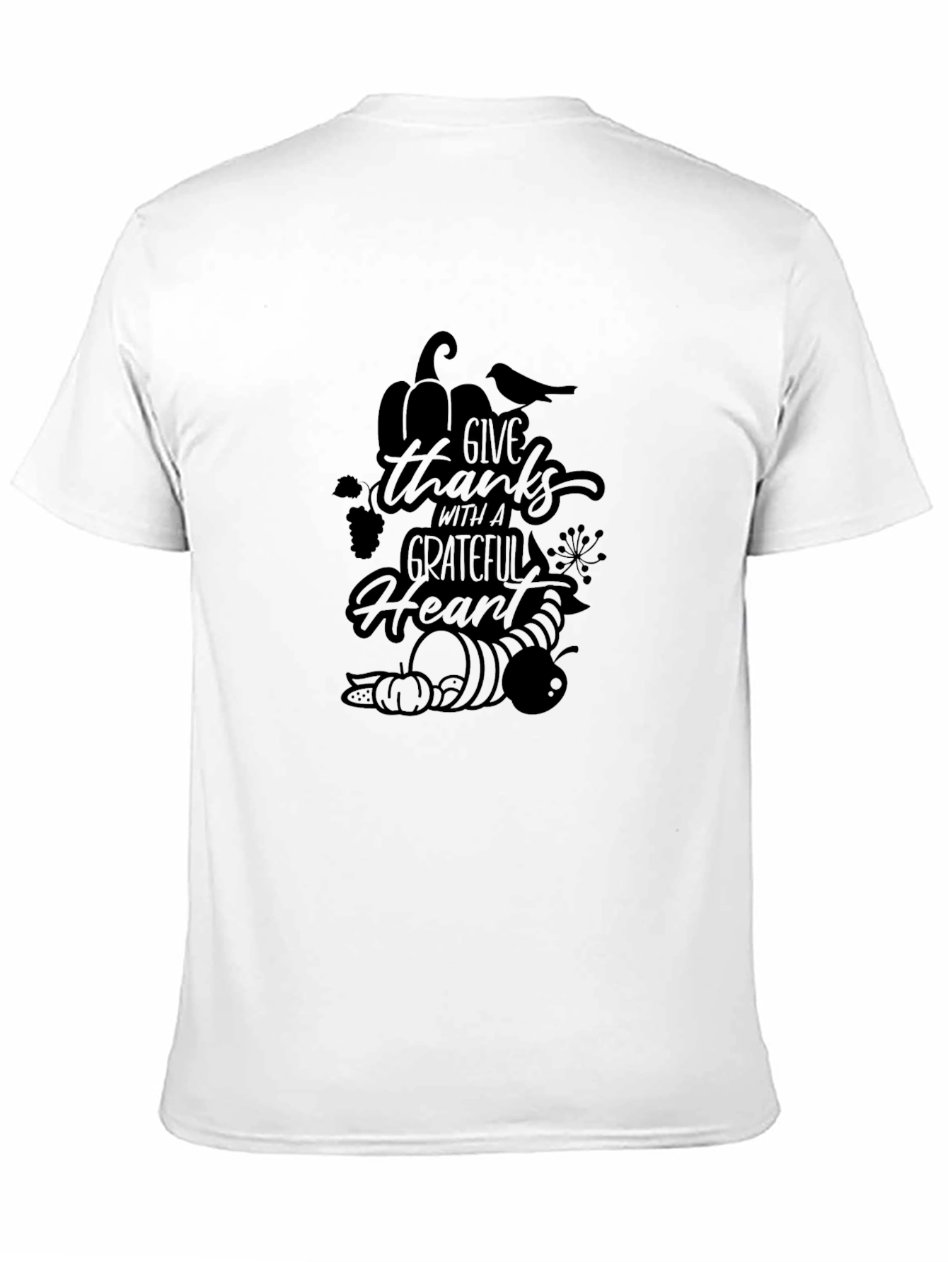 Give Thanks Grateful Heart Black T-Shirt