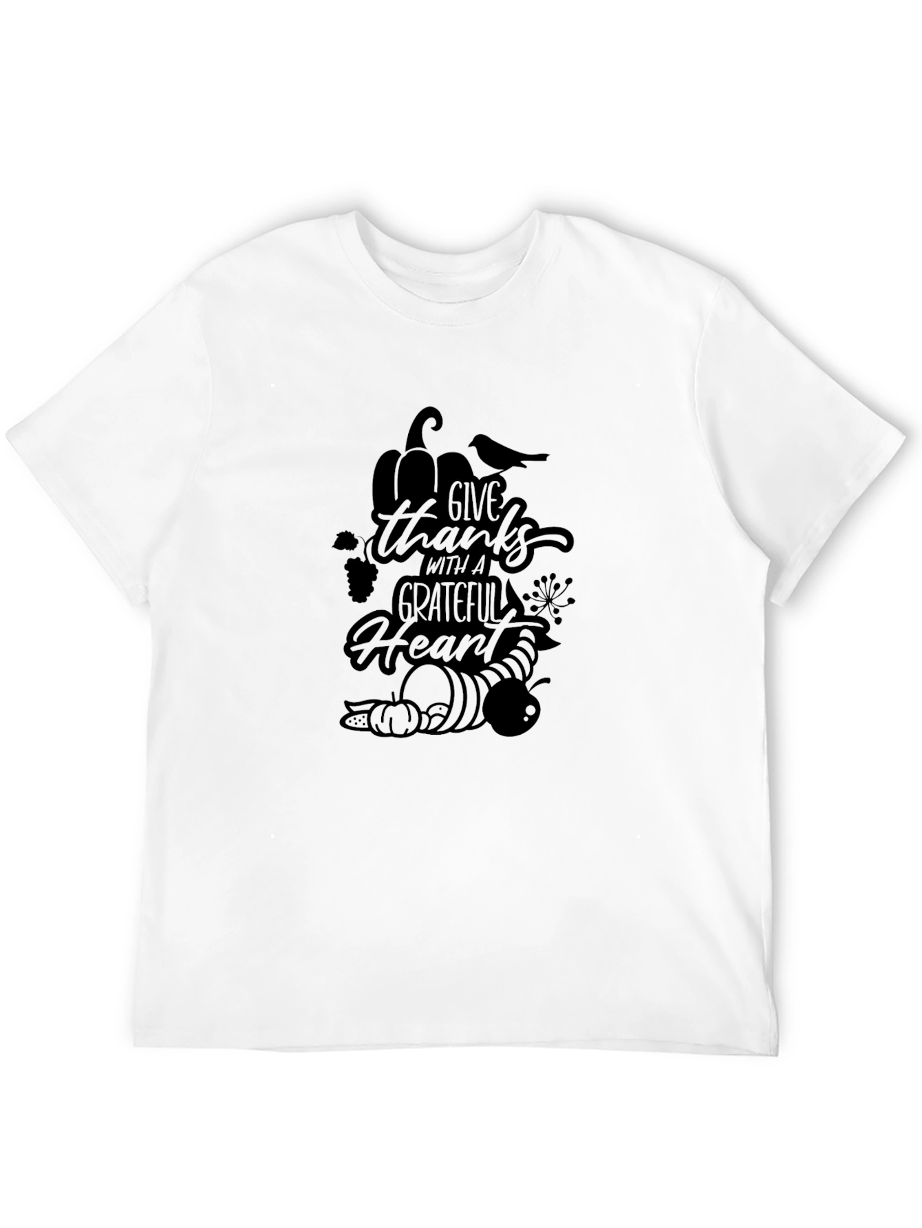 Give Thanks Grateful Heart Black T-Shirt