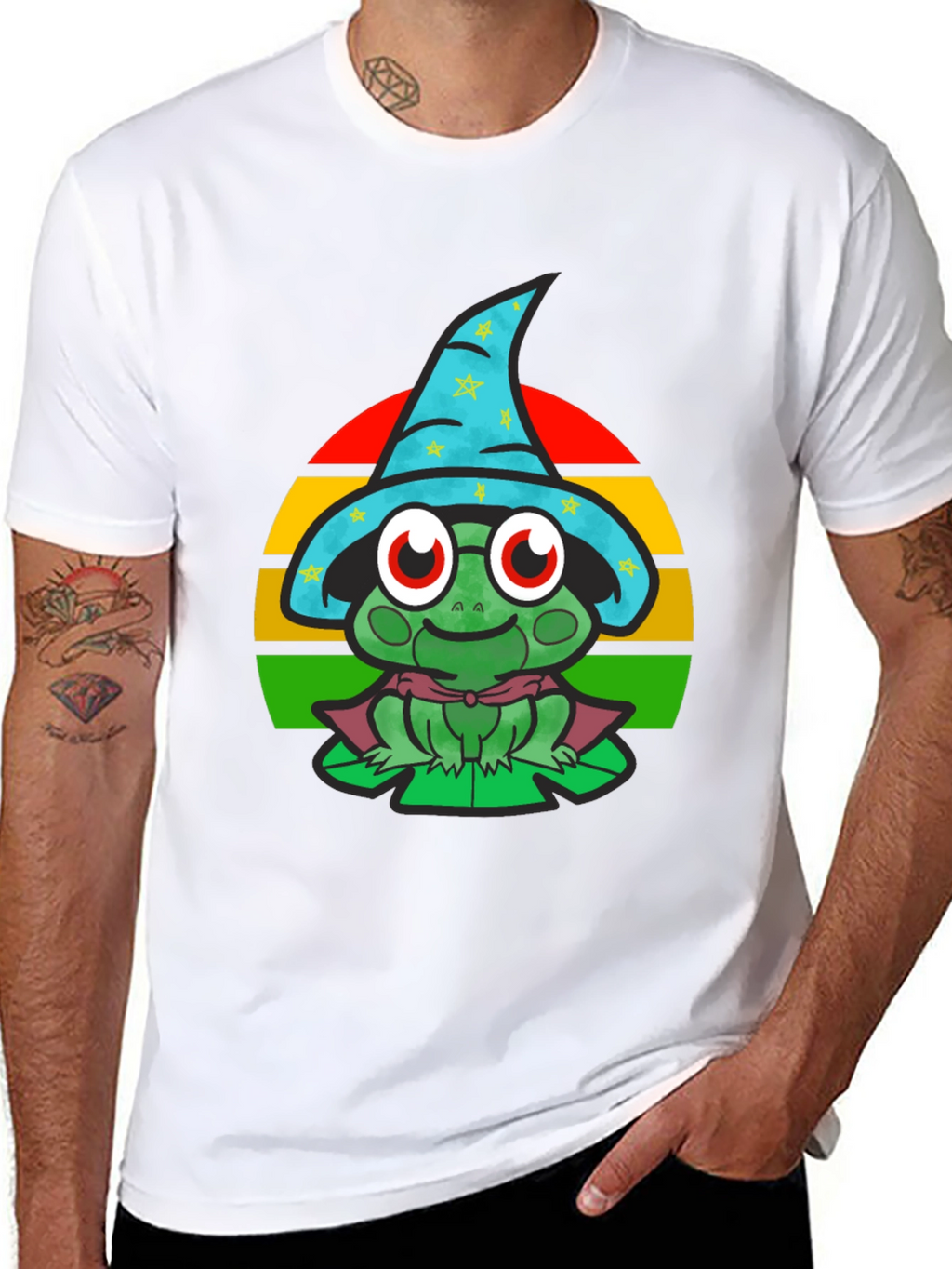 Wizard Frog Graphic Tee - Enchanting Cartoon Shirt