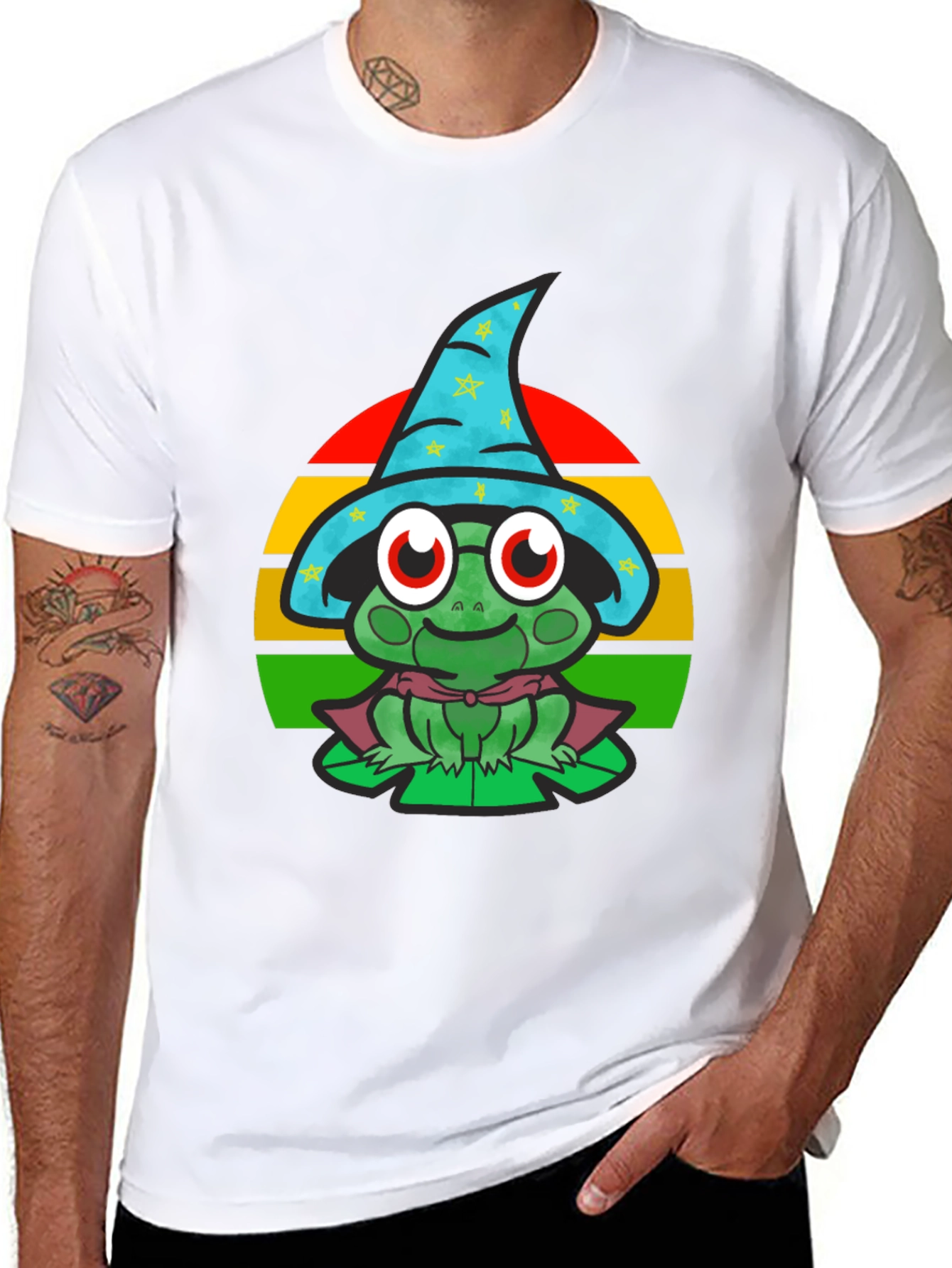 Wizard Frog Graphic Tee - Enchanting Cartoon Shirt