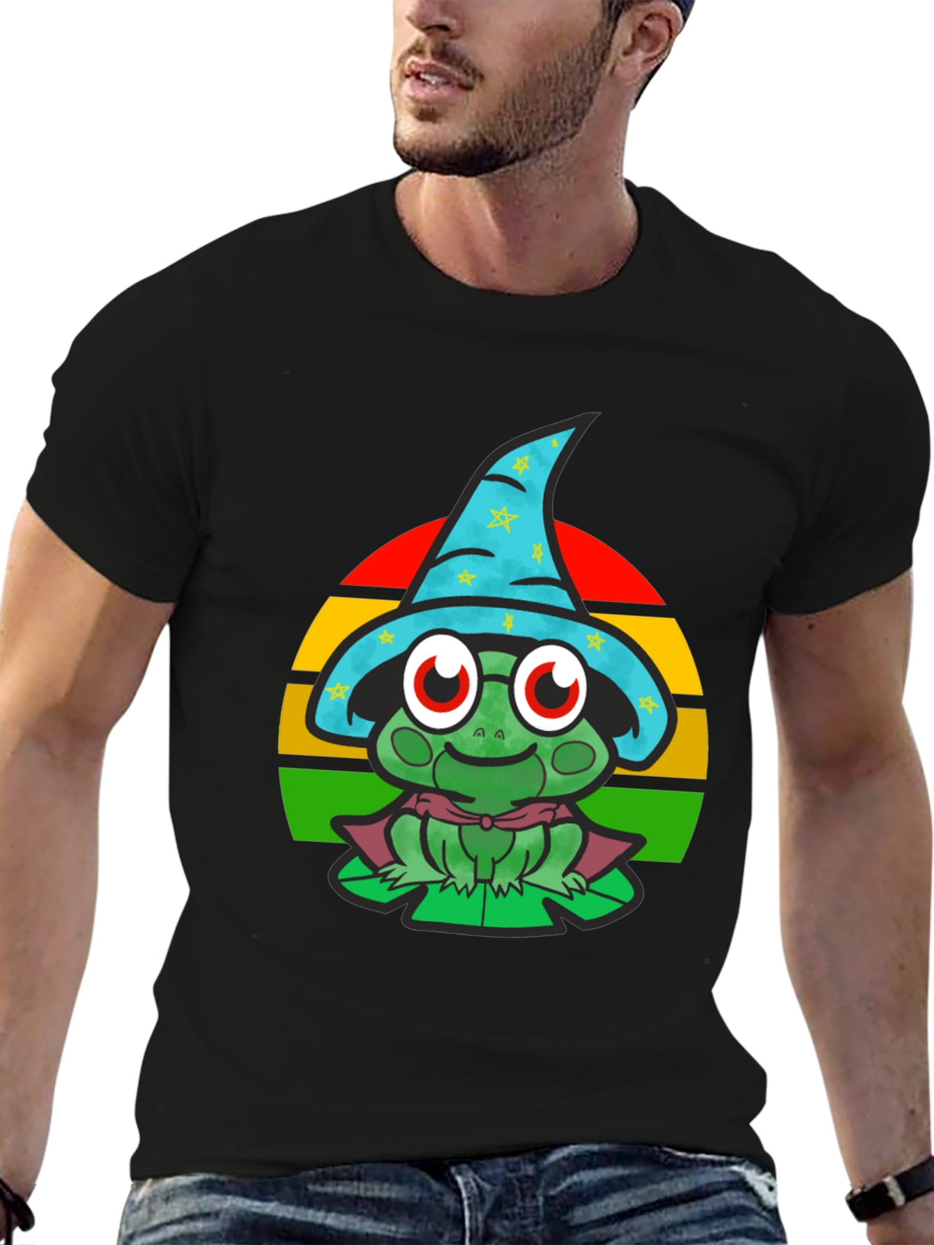 Wizard Frog Graphic Tee - Enchanting Cartoon Shirt