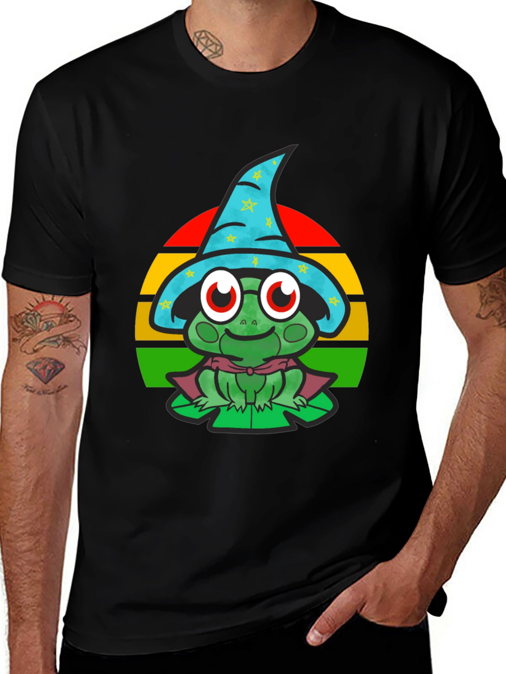Wizard Frog Graphic Tee - Enchanting Cartoon Shirt