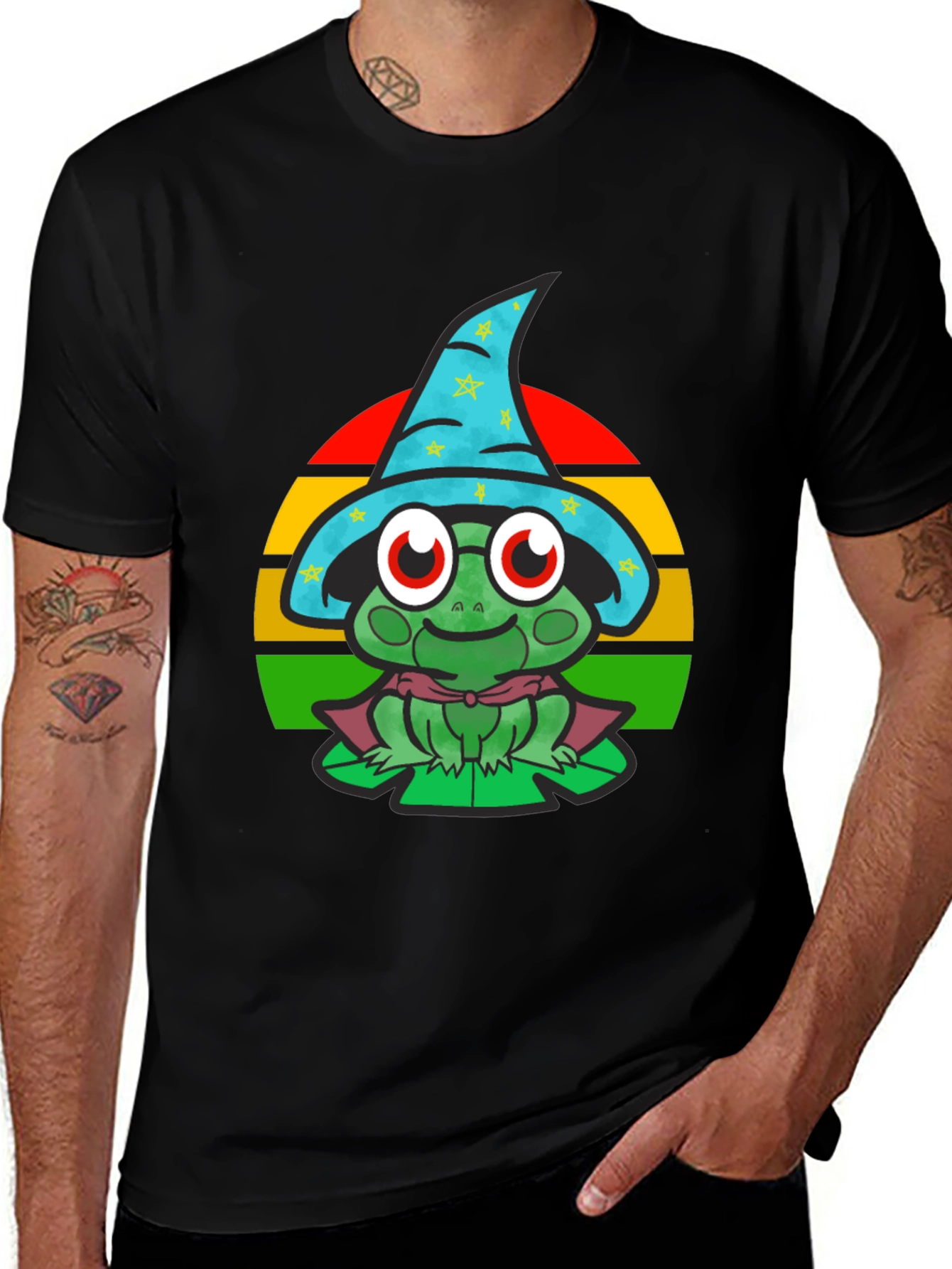 Wizard Frog Graphic Tee - Enchanting Cartoon Shirt