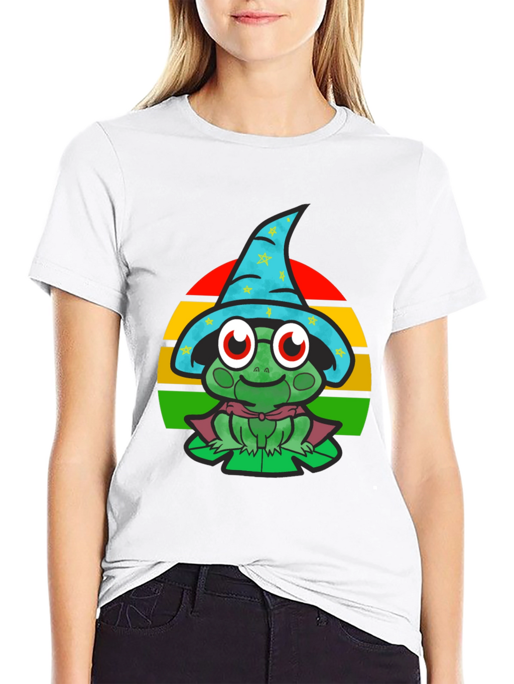 Wizard Frog Graphic Tee - Enchanting Cartoon Shirt