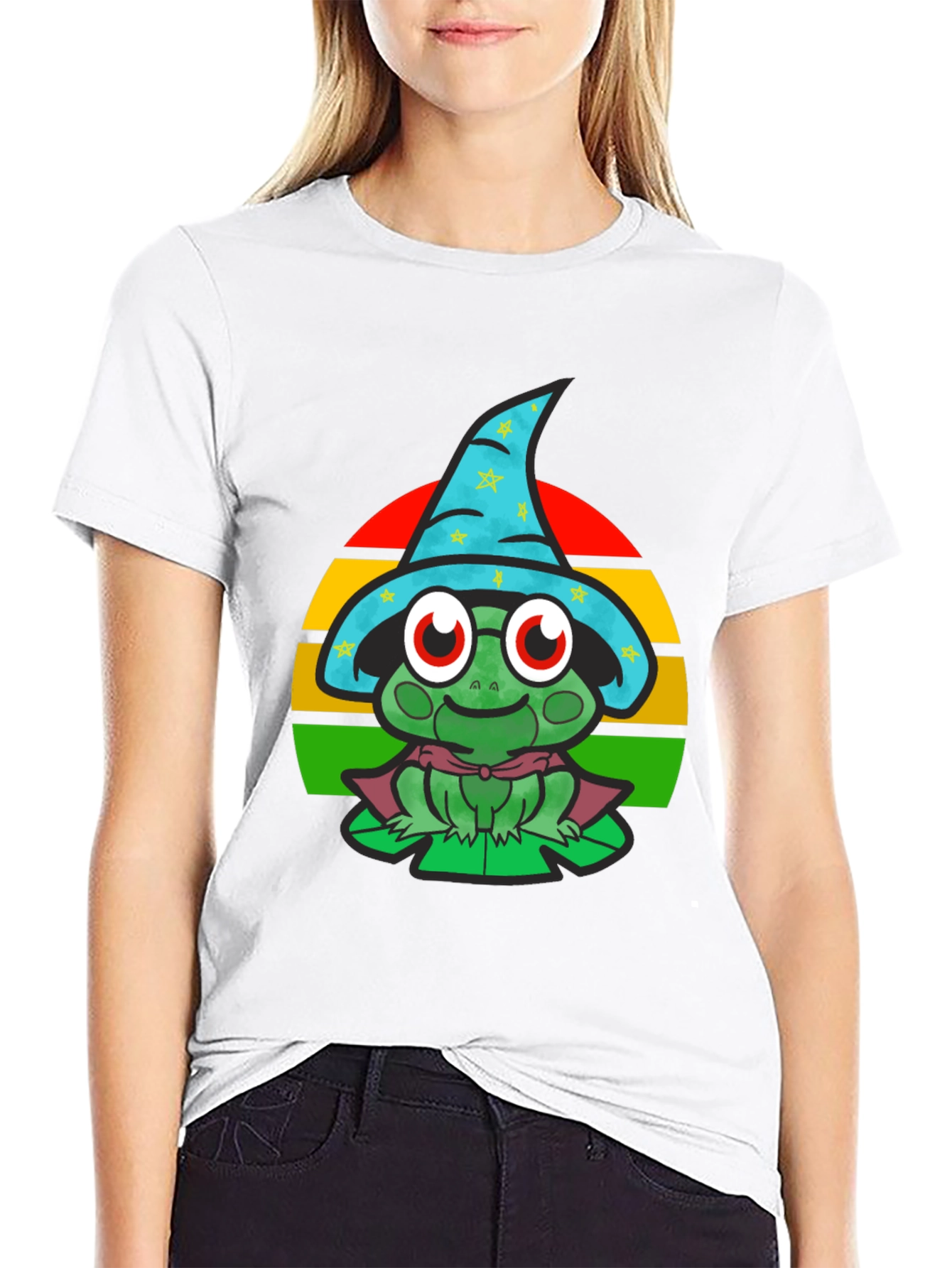 Wizard Frog Graphic Tee - Enchanting Cartoon Shirt