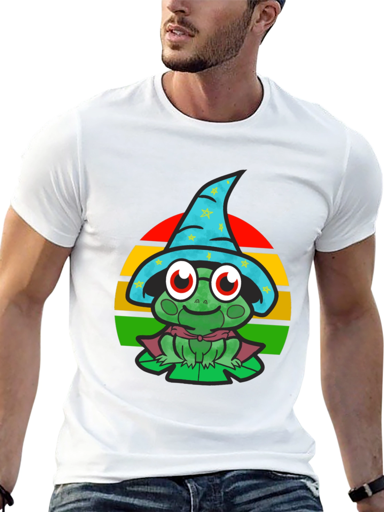 Wizard Frog Graphic Tee - Enchanting Cartoon Shirt