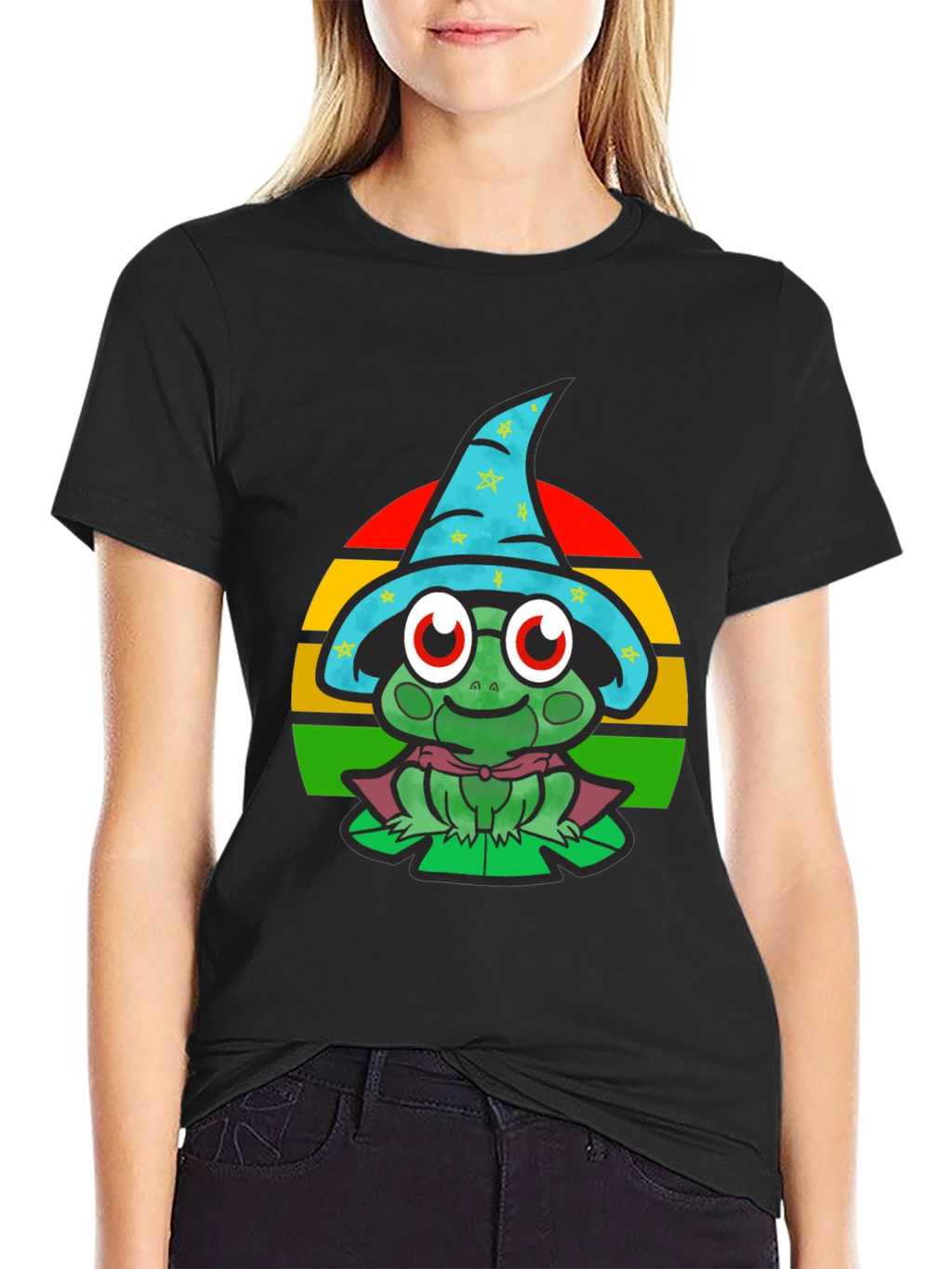 Wizard Frog Graphic Tee - Enchanting Cartoon Shirt