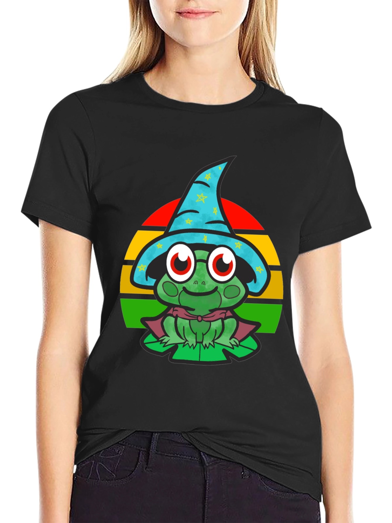 Wizard Frog Graphic Tee - Enchanting Cartoon Shirt