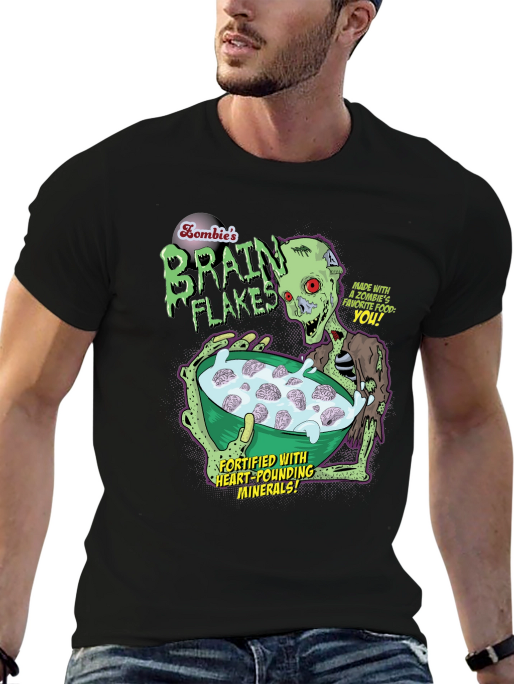 Zombie Brain Flakes Graphic T-Shirt