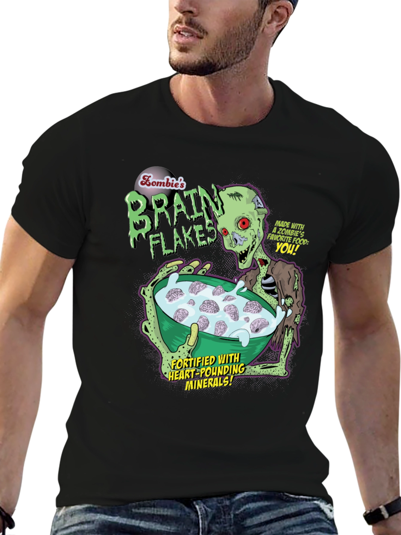 Zombie Brain Flakes Graphic T-Shirt