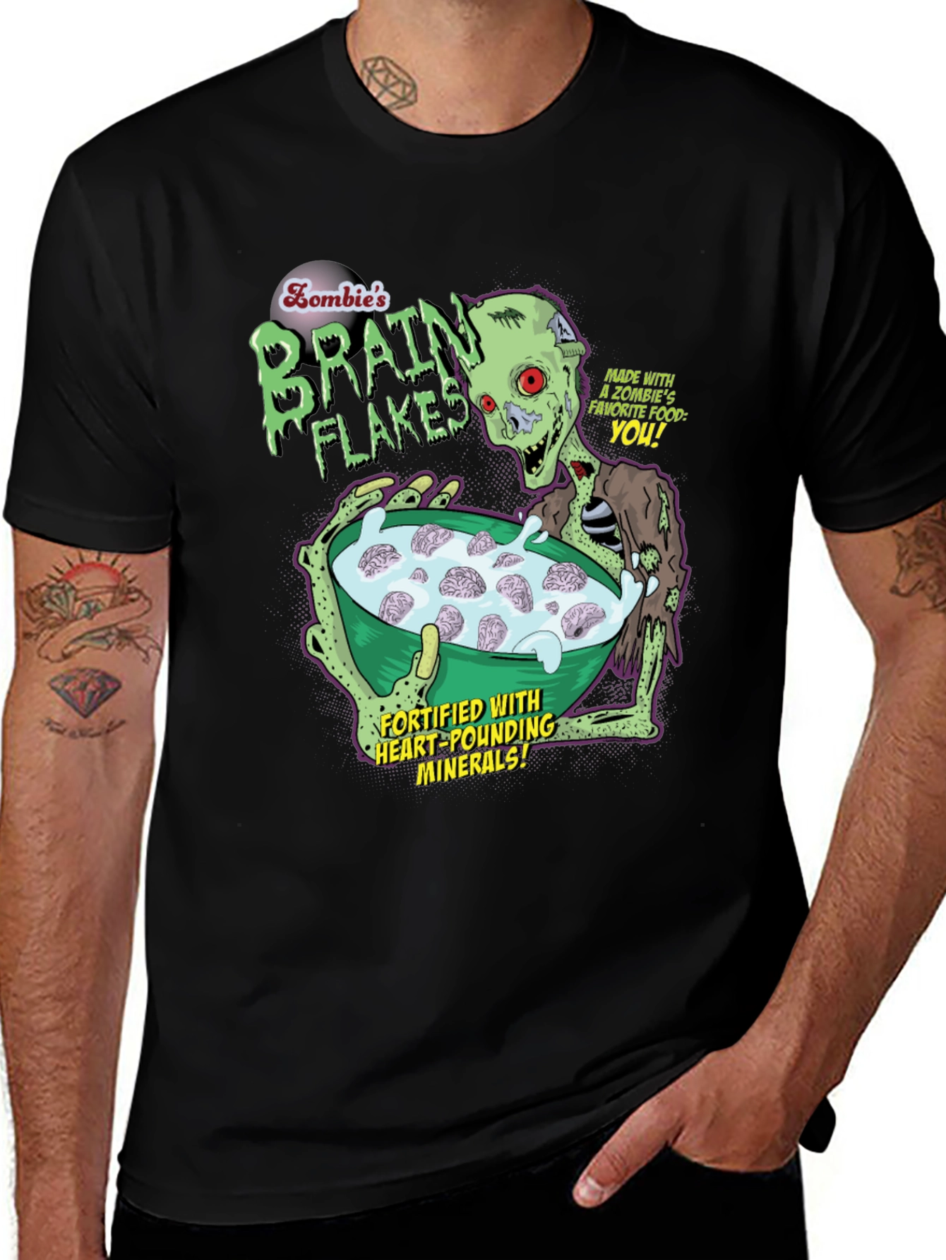 Zombie Brain Flakes Graphic T-Shirt