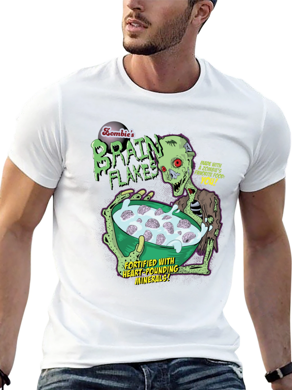 Zombie Brain Flakes Graphic T-Shirt