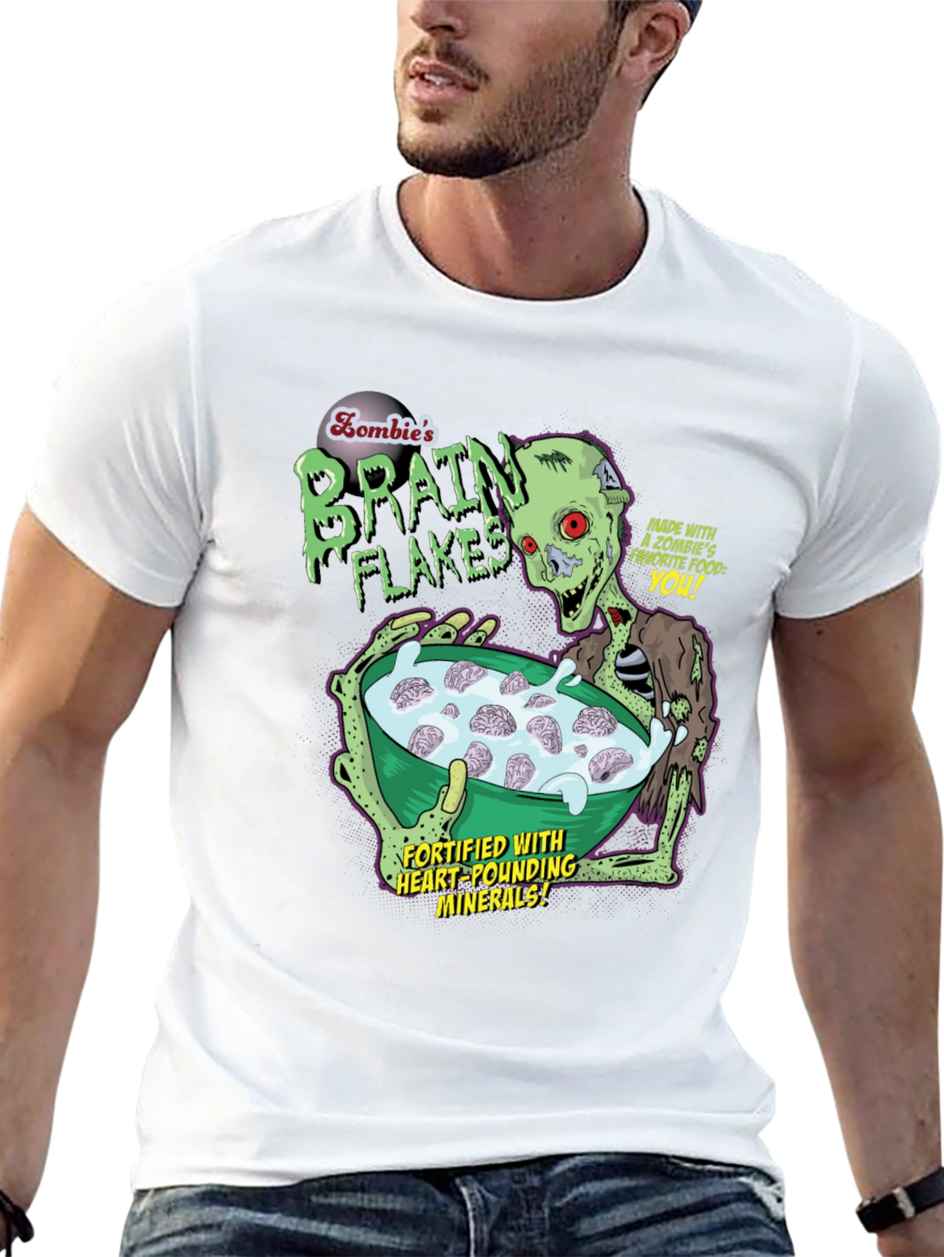 Zombie Brain Flakes Graphic T-Shirt