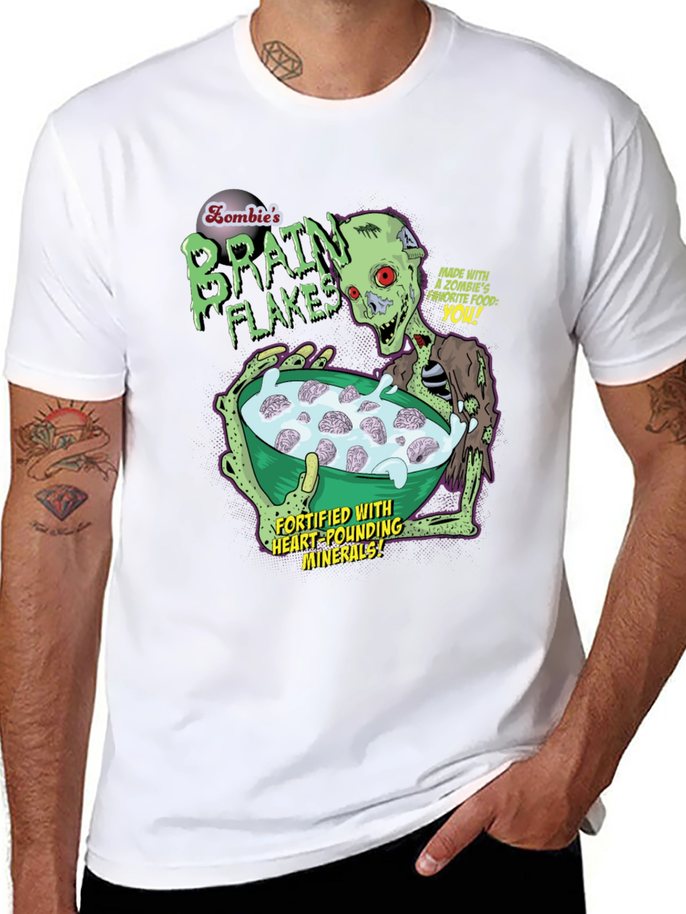 Zombie Brain Flakes Graphic T-Shirt