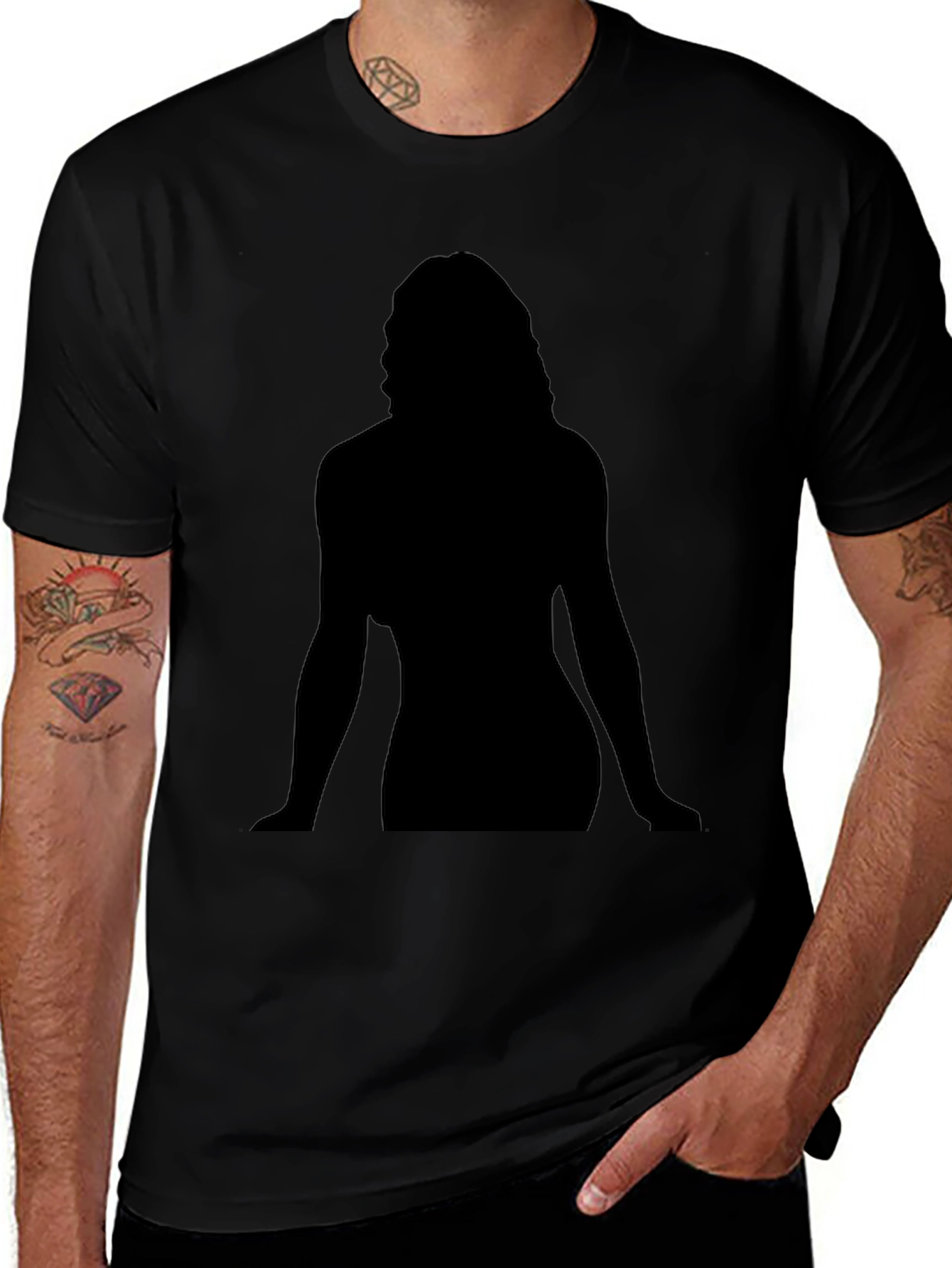 Silhouette Graphic Tee - Black Cotton Casual Shirt
