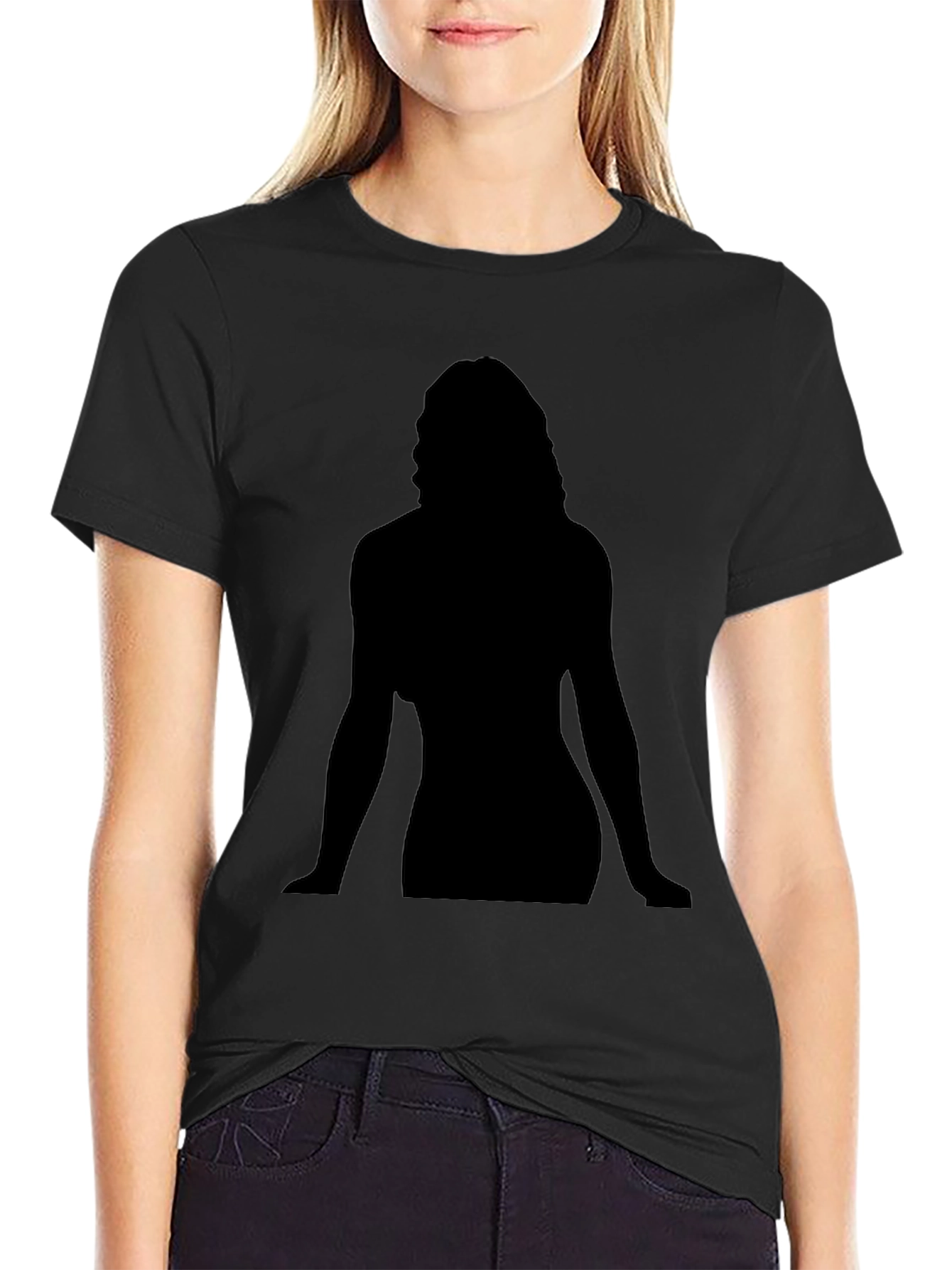 Silhouette Graphic Tee - Black Cotton Casual Shirt