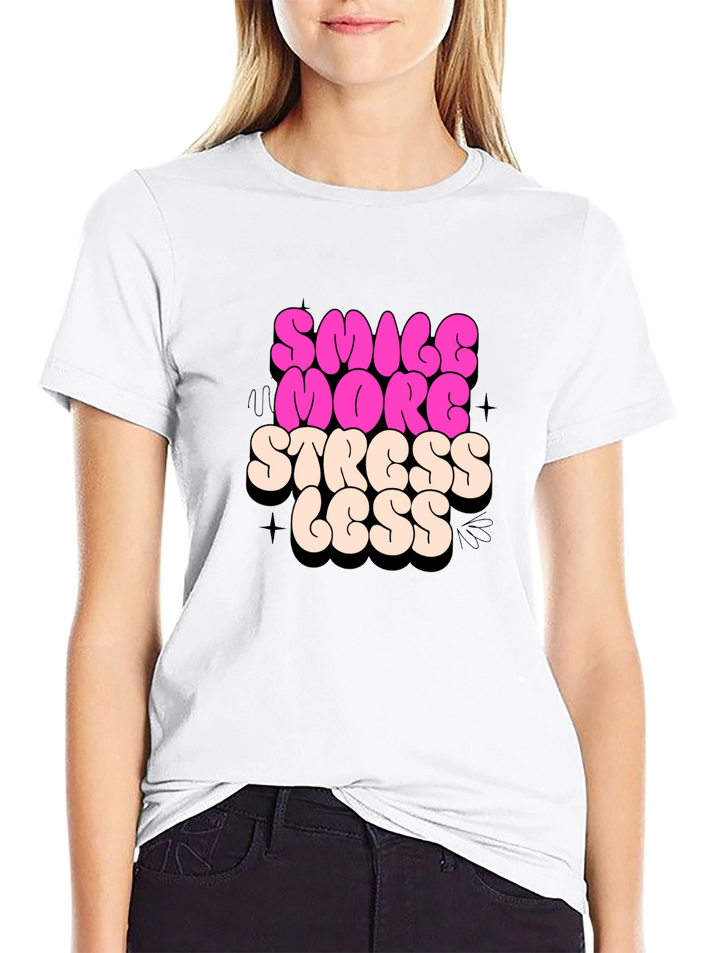 Smile More Stress Less Graphic Tee