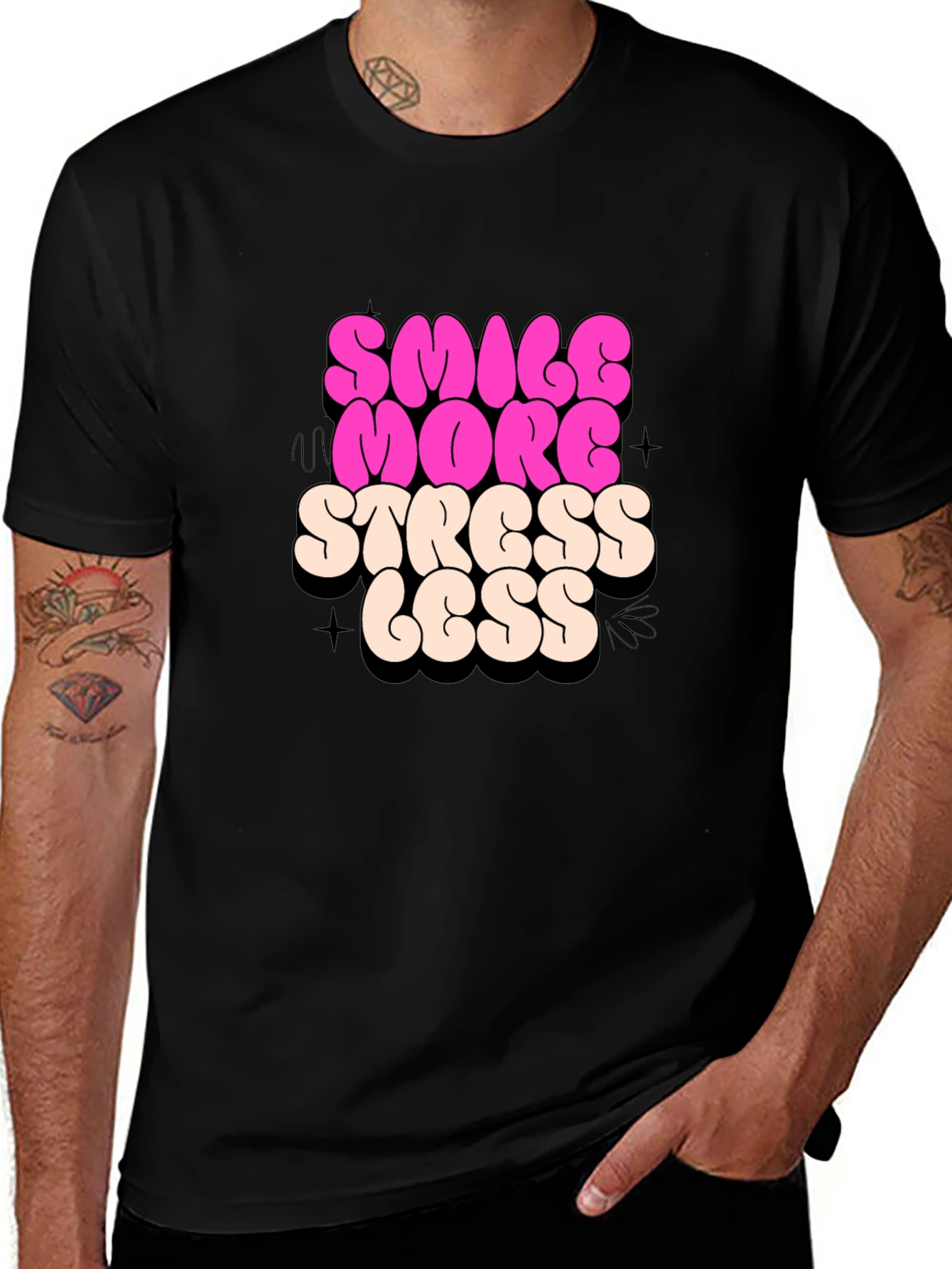 Smile More Stress Less Graphic Tee