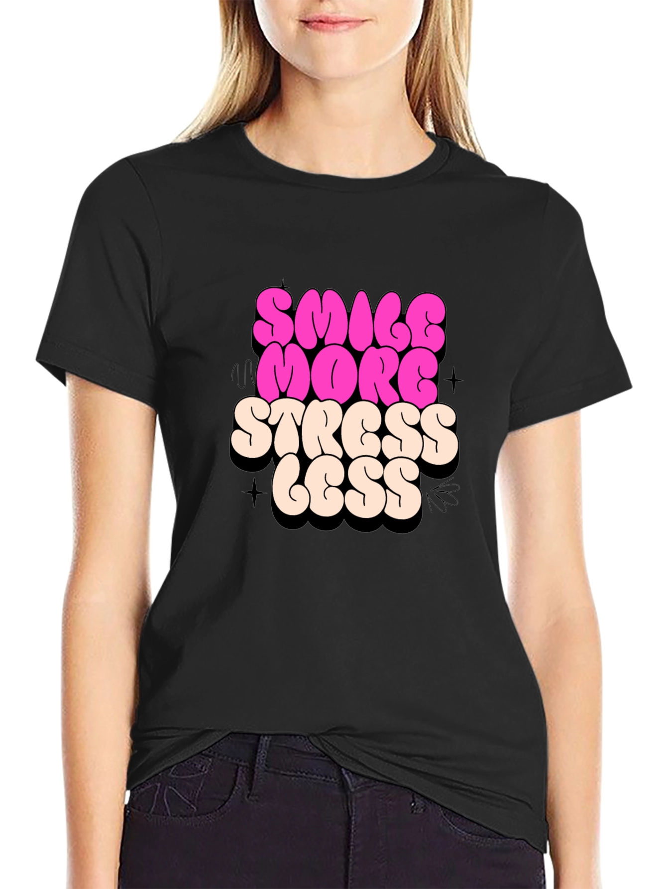 Smile More Stress Less Graphic Tee