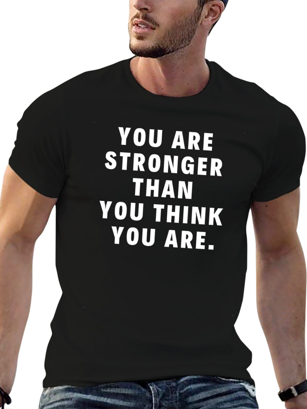 Motivational Stronger Than You Think Black T-Shirt