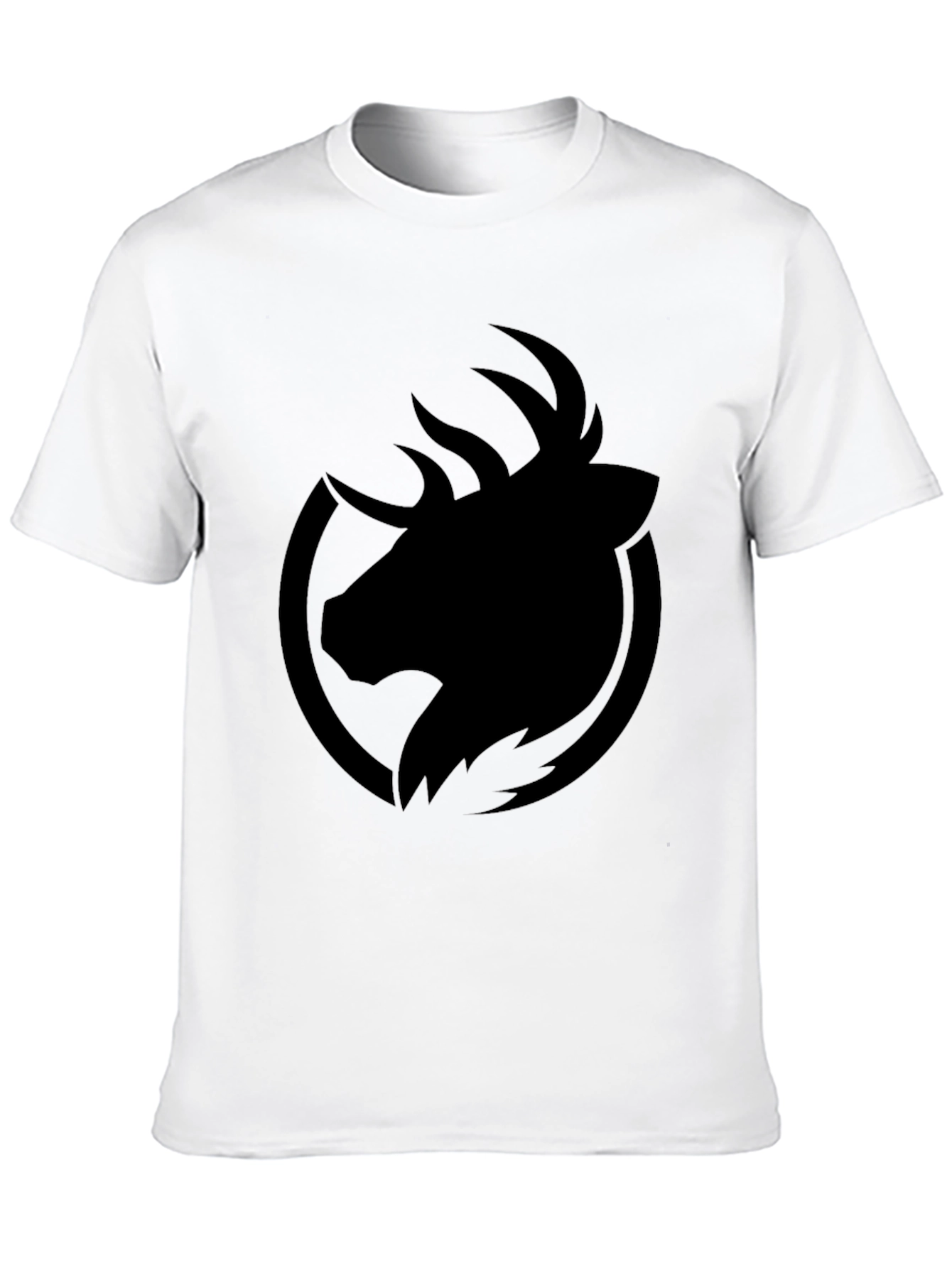 Mens Black T-Shirt - Abstract Deer Graphic