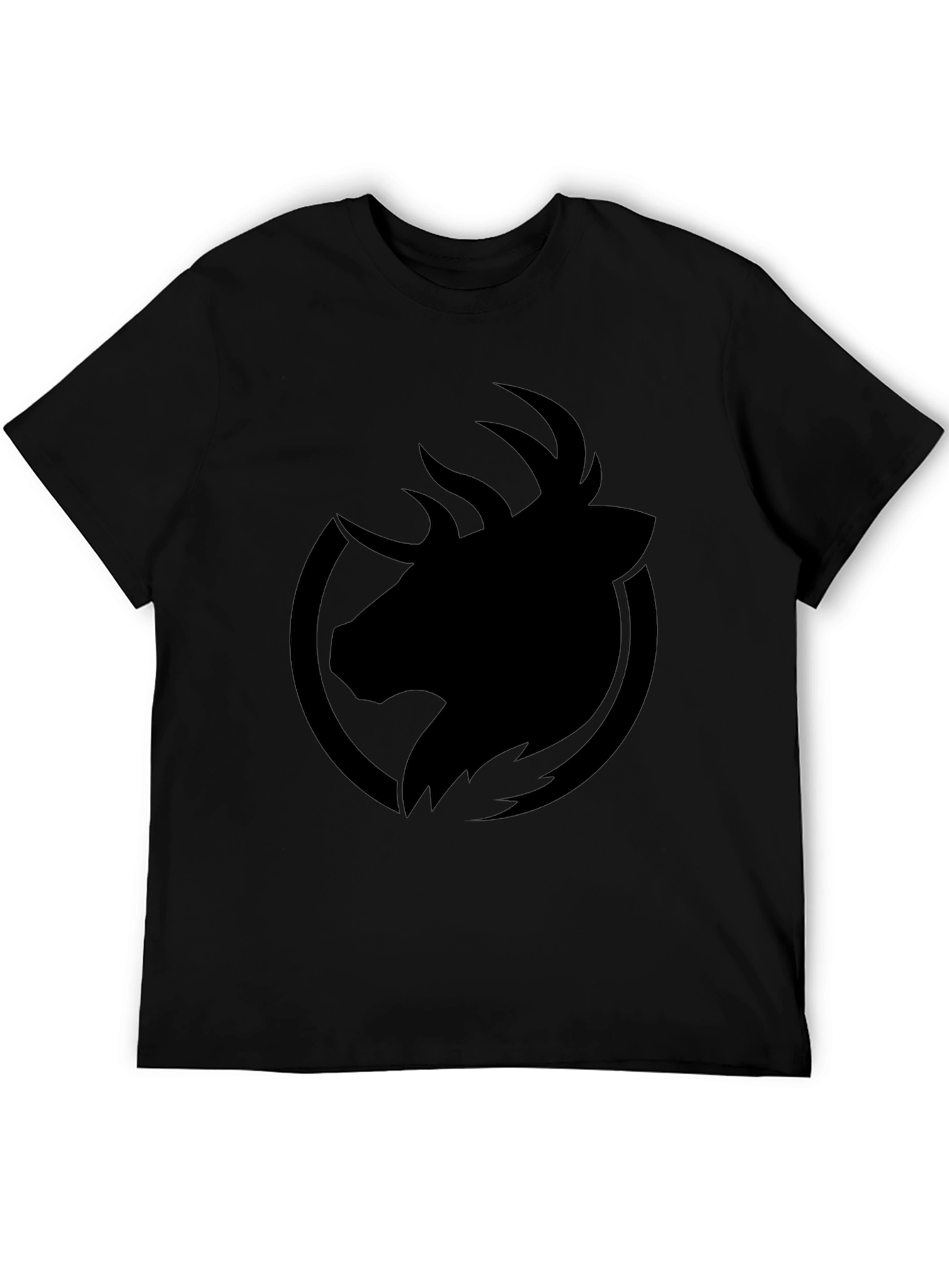 Mens Black T-Shirt - Abstract Deer Graphic