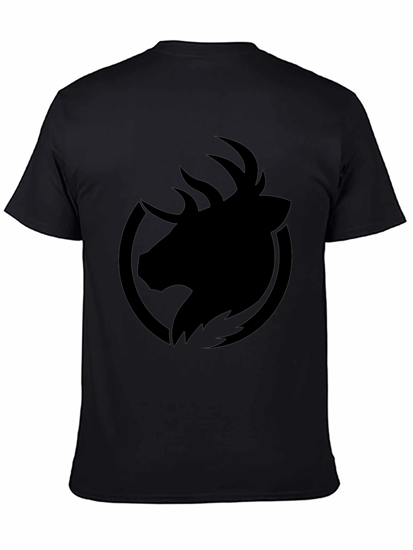 Mens Black T-Shirt - Abstract Deer Graphic