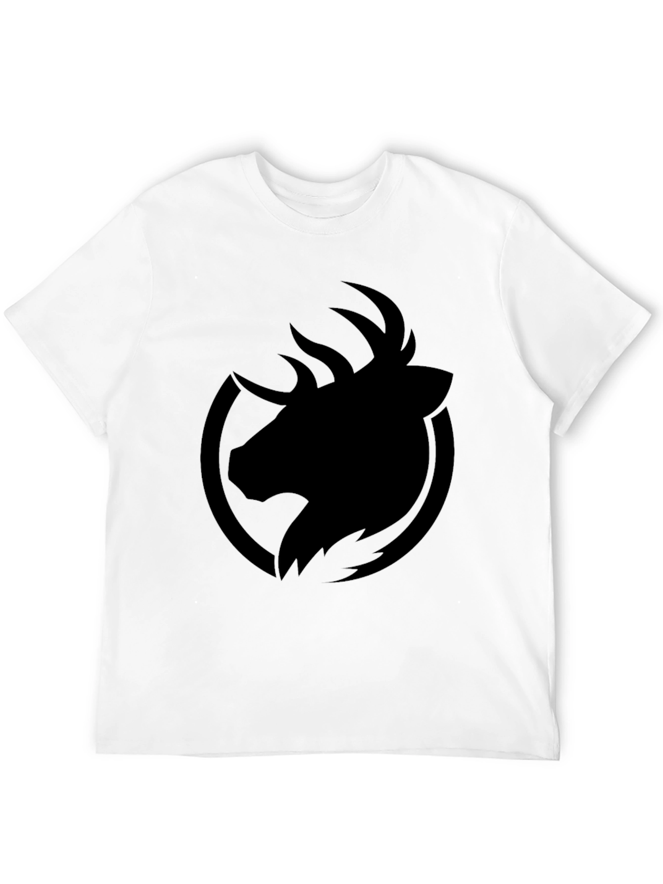 Mens Black T-Shirt - Abstract Deer Graphic