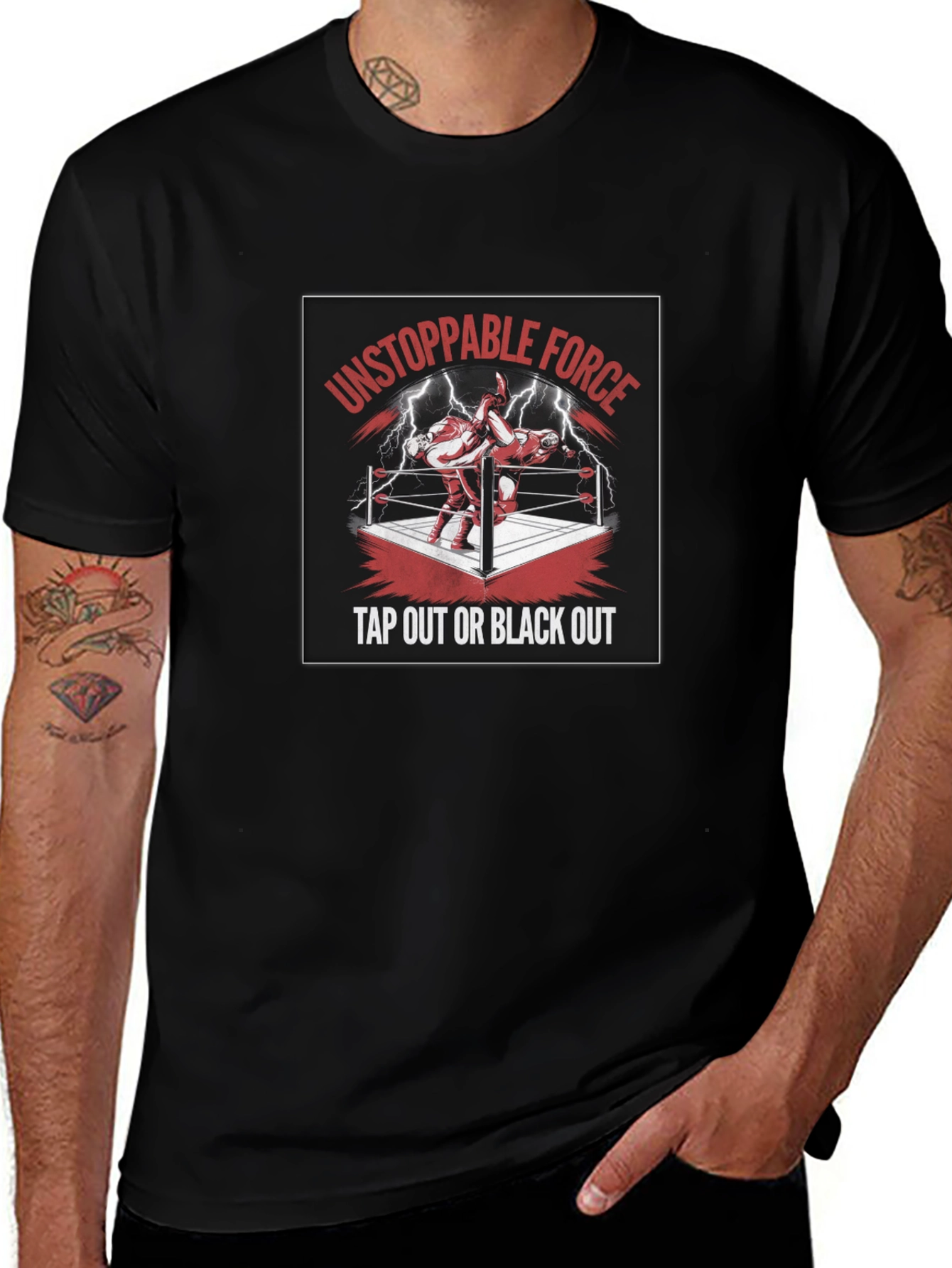 Unstoppable Force Tap Out Black Out T-Shirt