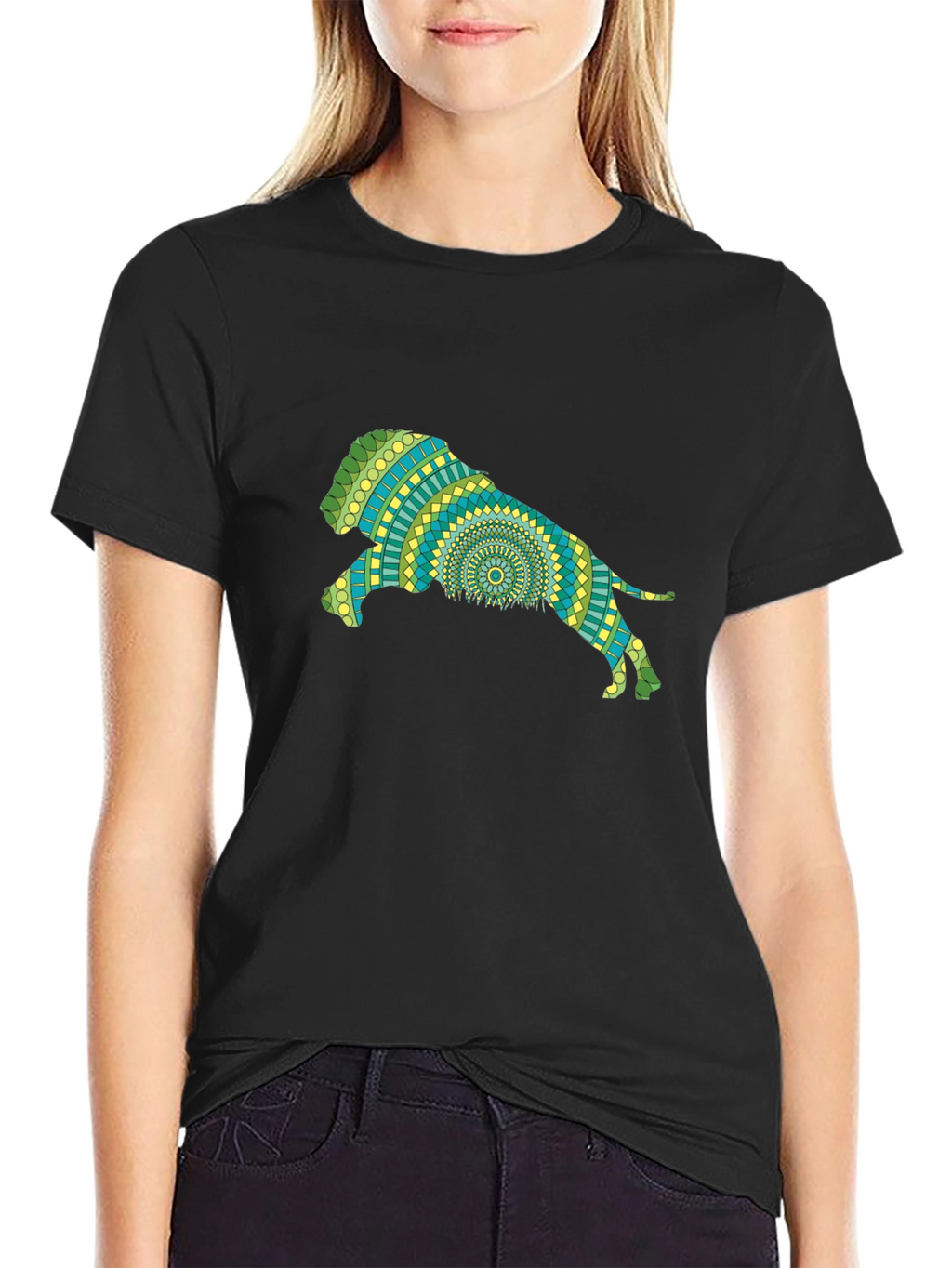 Lion Mandala Black T-Shirt