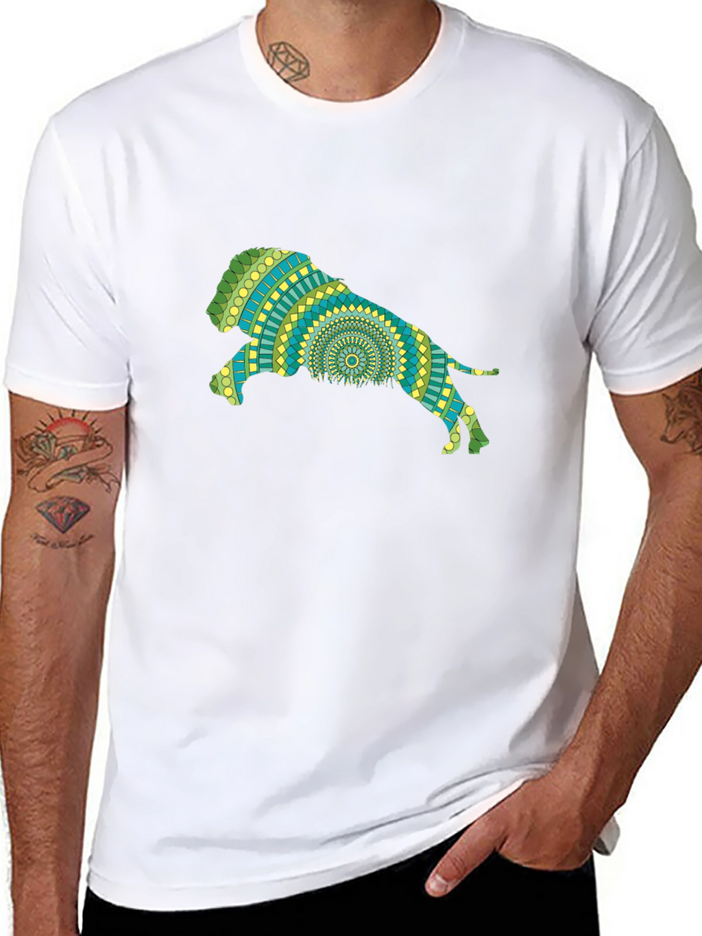 Lion Mandala Black T-Shirt