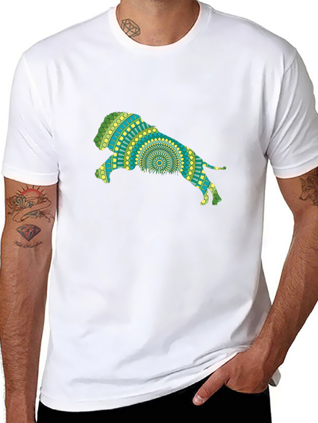 Lion Mandala Black T-Shirt